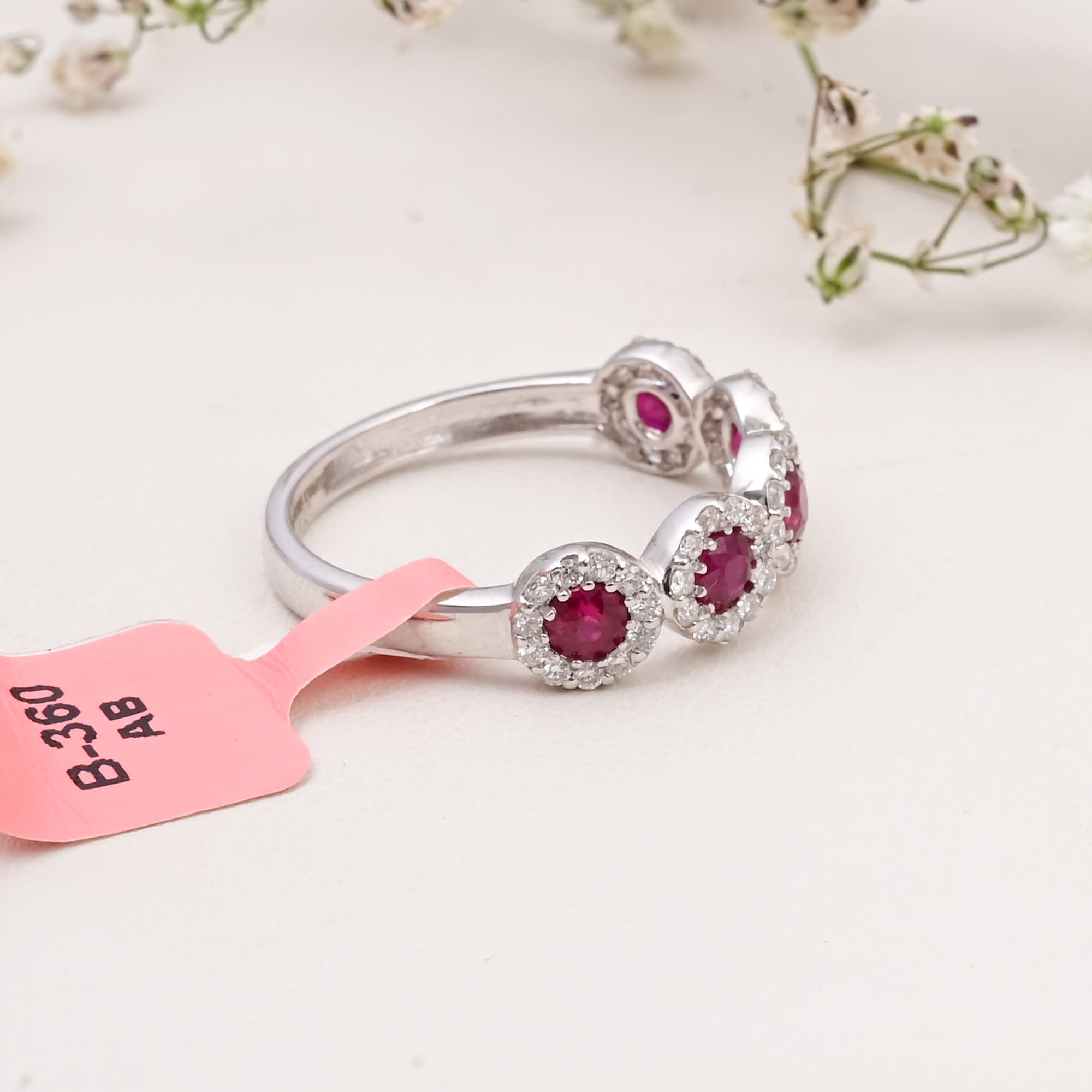Ruby Halo Station Band Ring alternate view