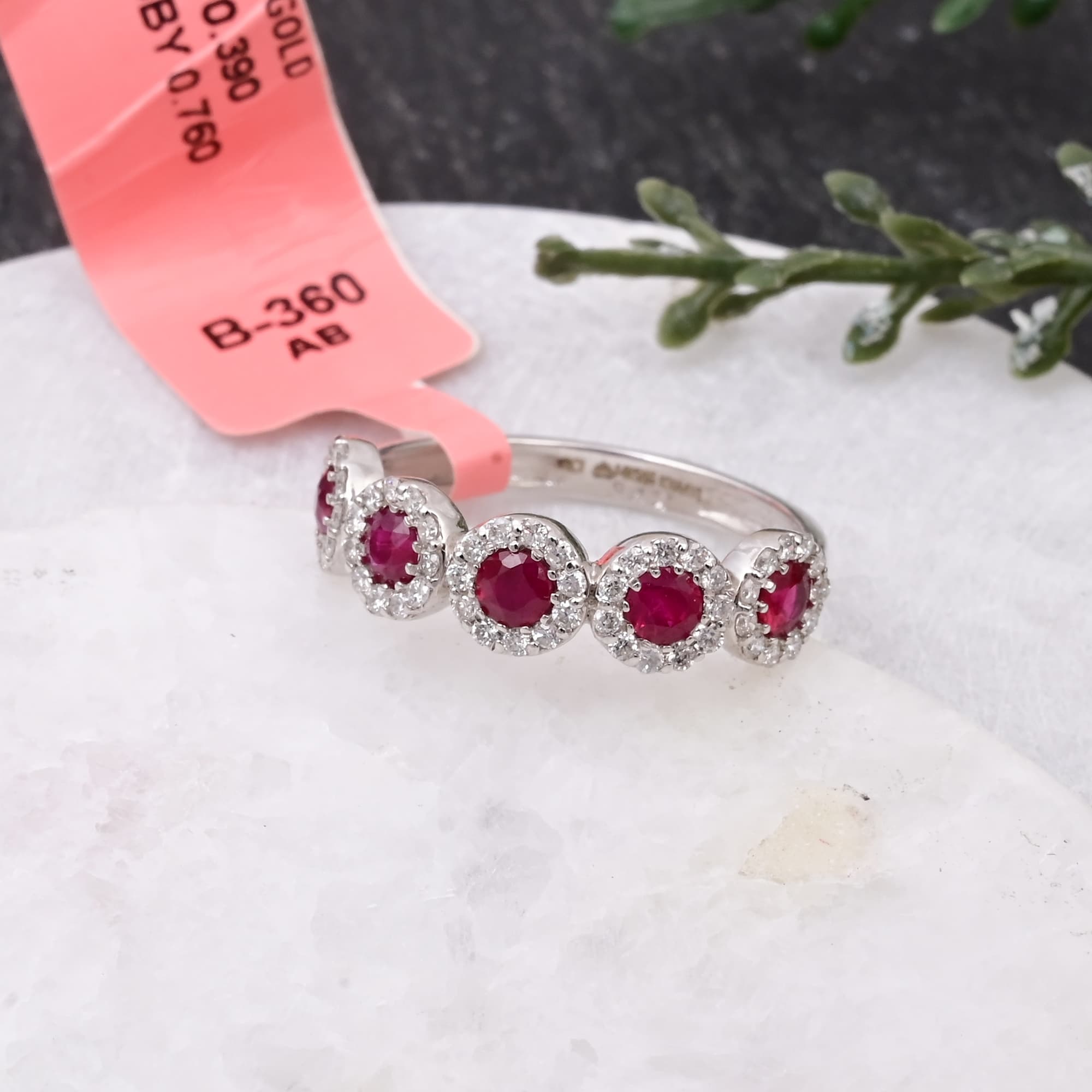 Ruby Halo Station Band Ring