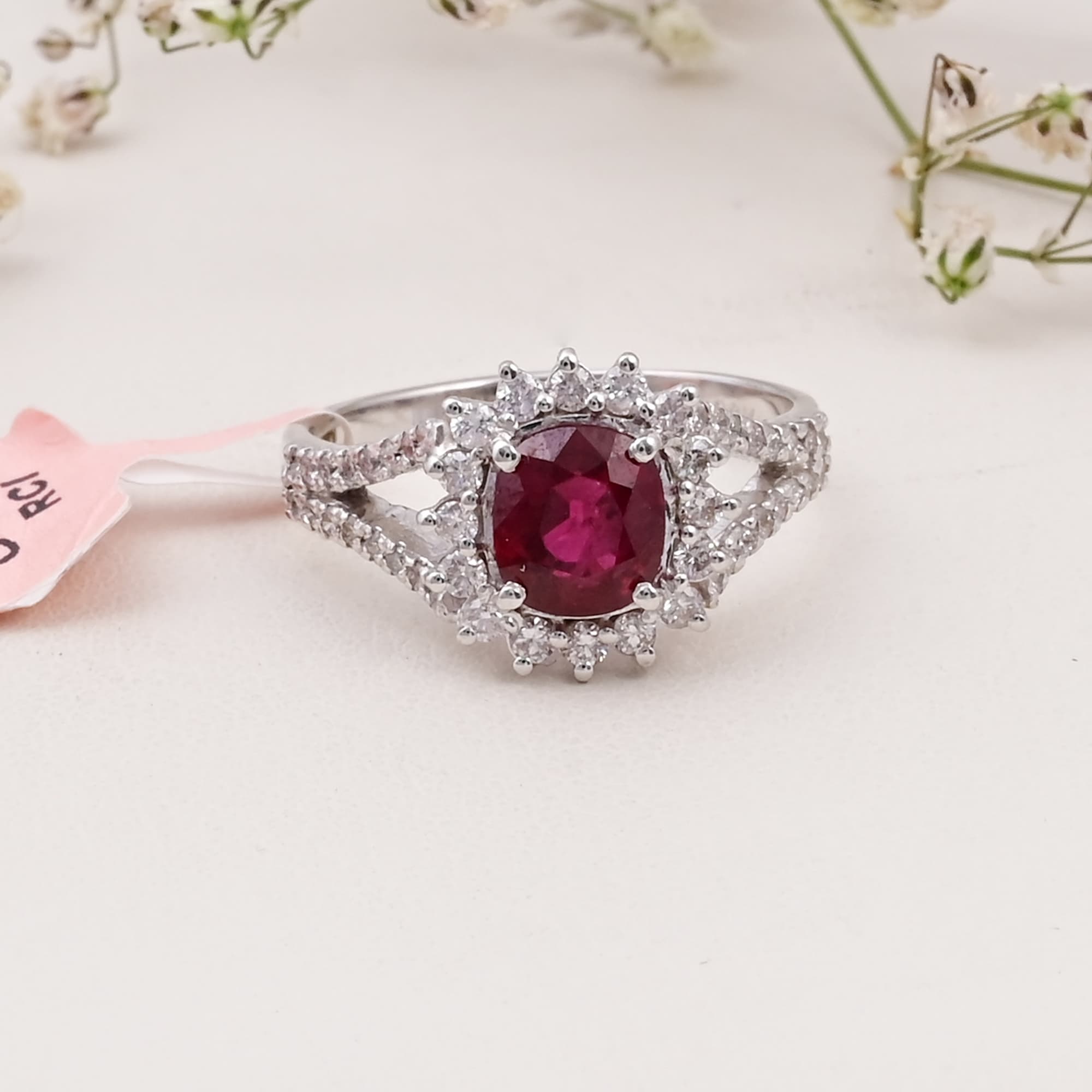 Royal Halo Ruby Split Shank Ring