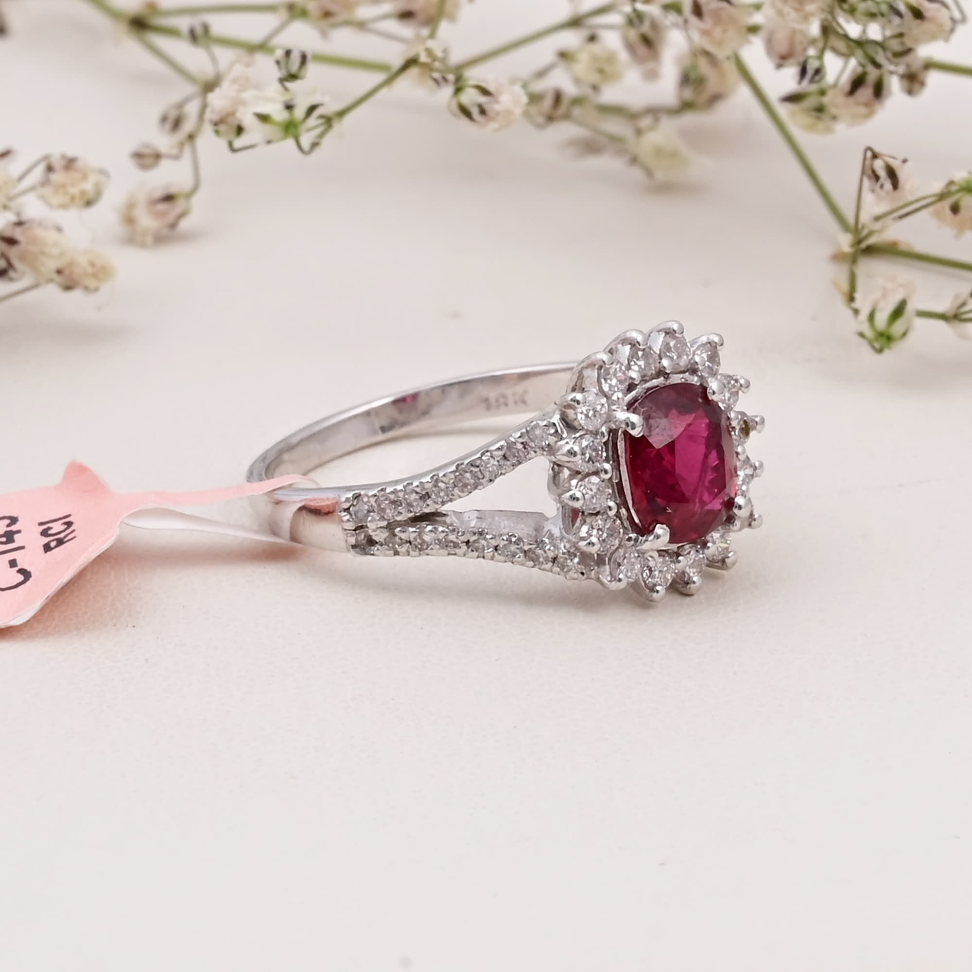 Royal Halo Ruby Split Shank Ring alternate view