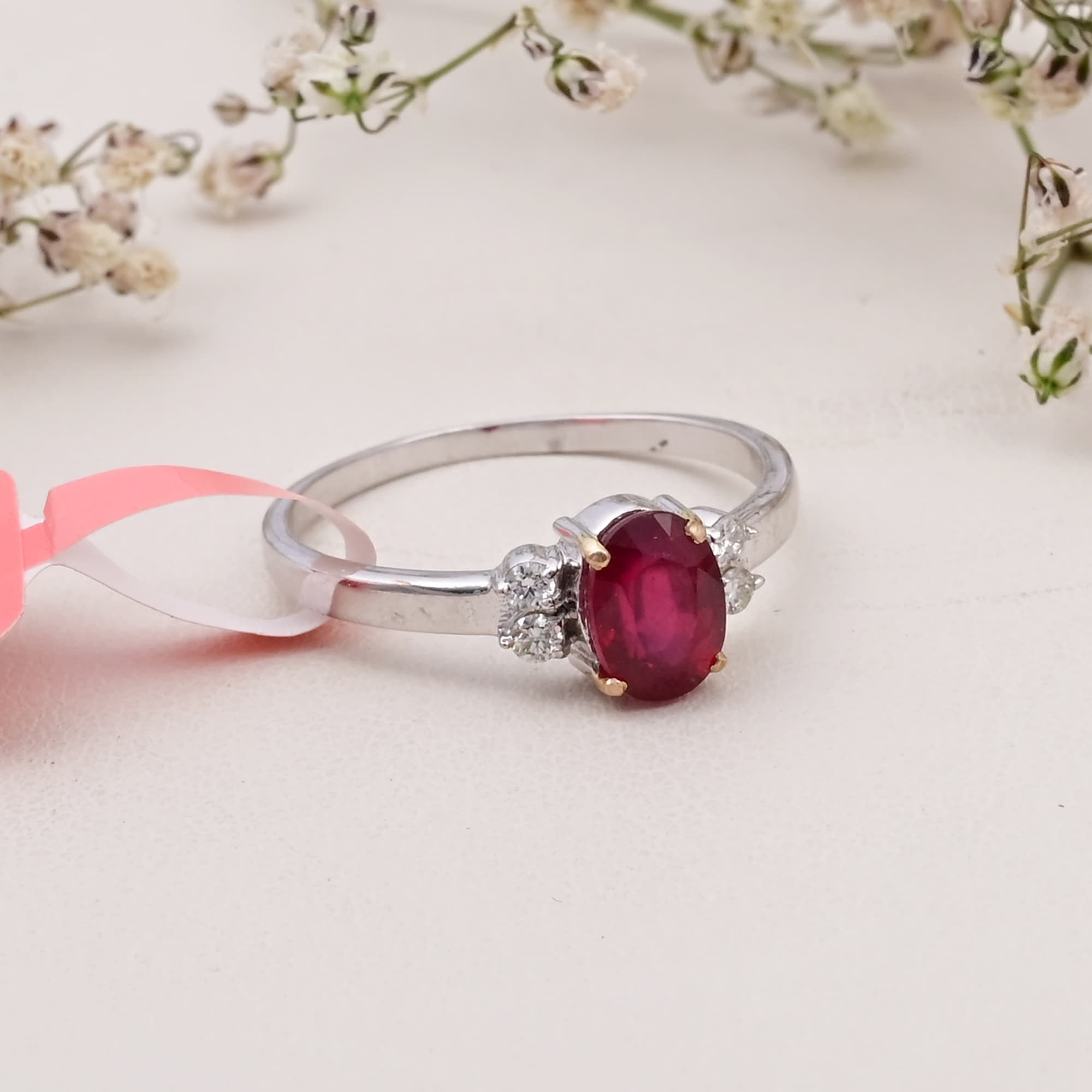 Classic Ruby Solitaire Diamond Ring