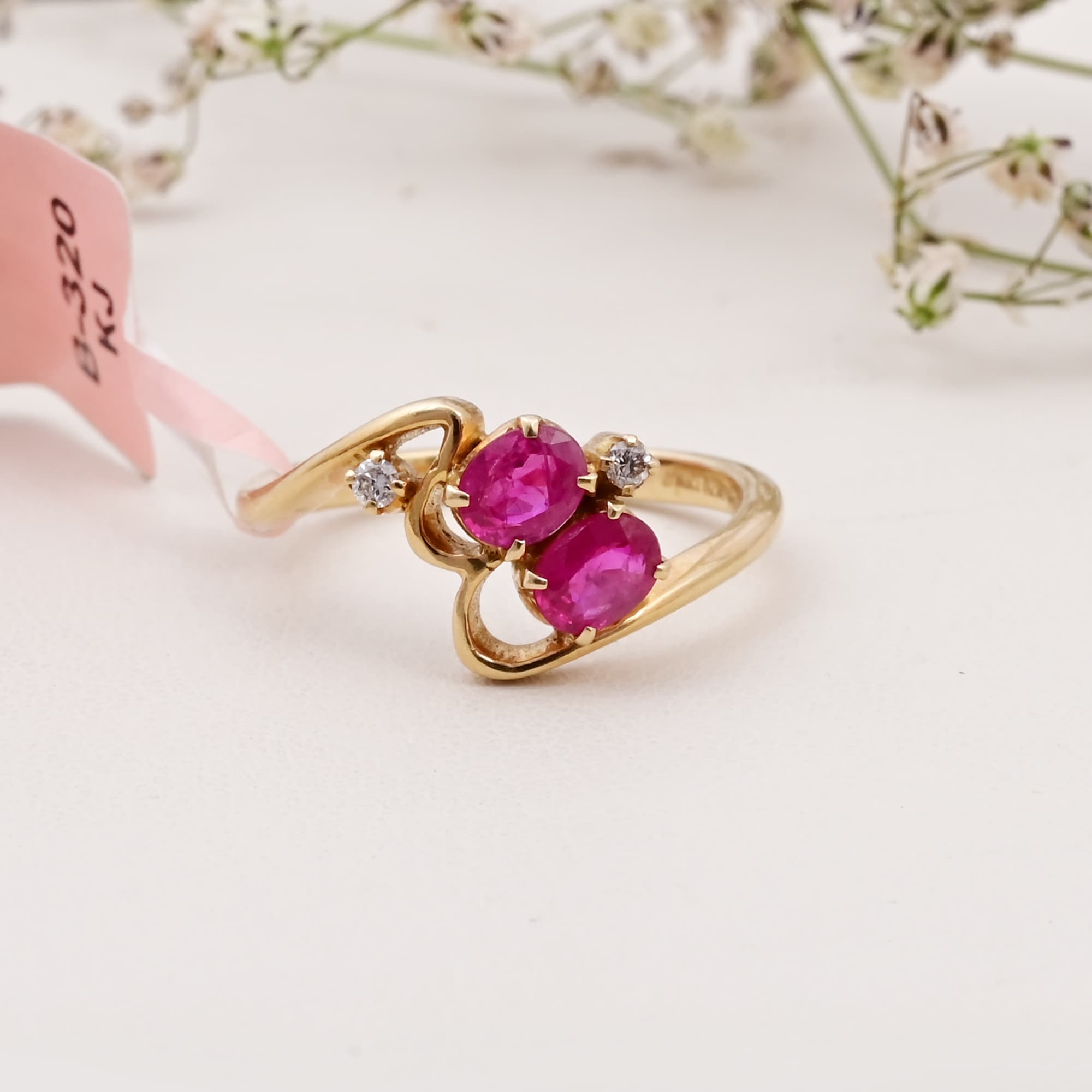 Twin Heart Ruby Bypass Ring