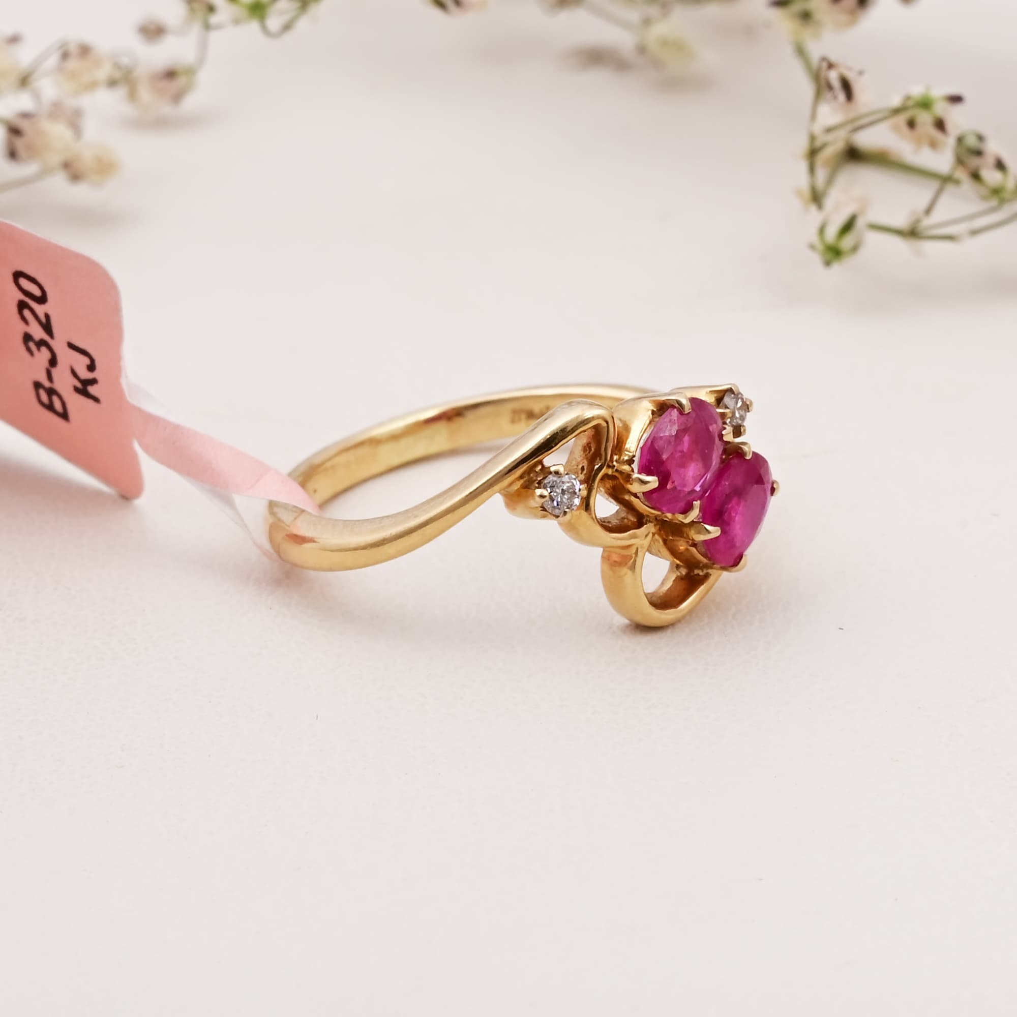 Twin Heart Ruby Bypass Ring alternate view