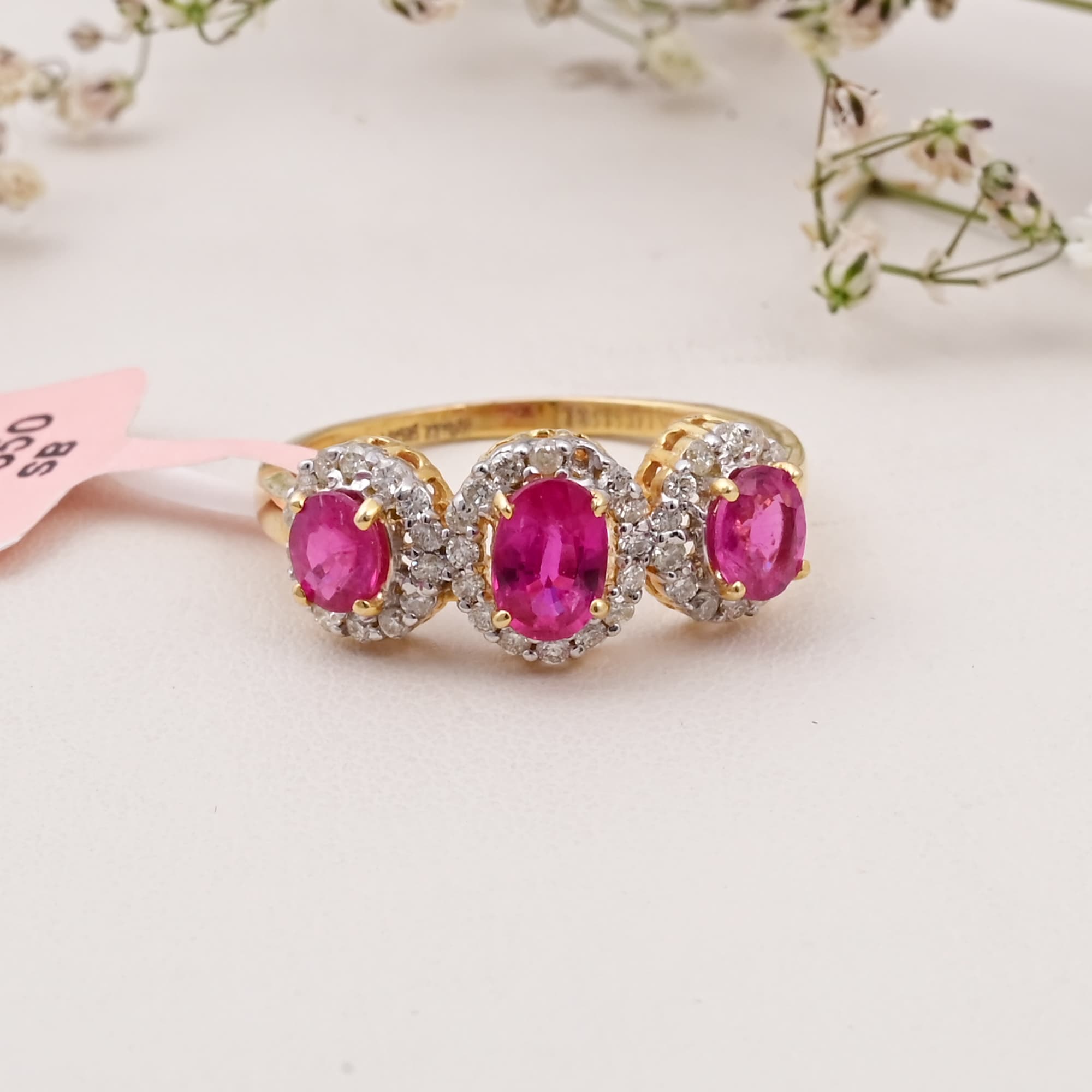 Trinity Ruby Halo Ring