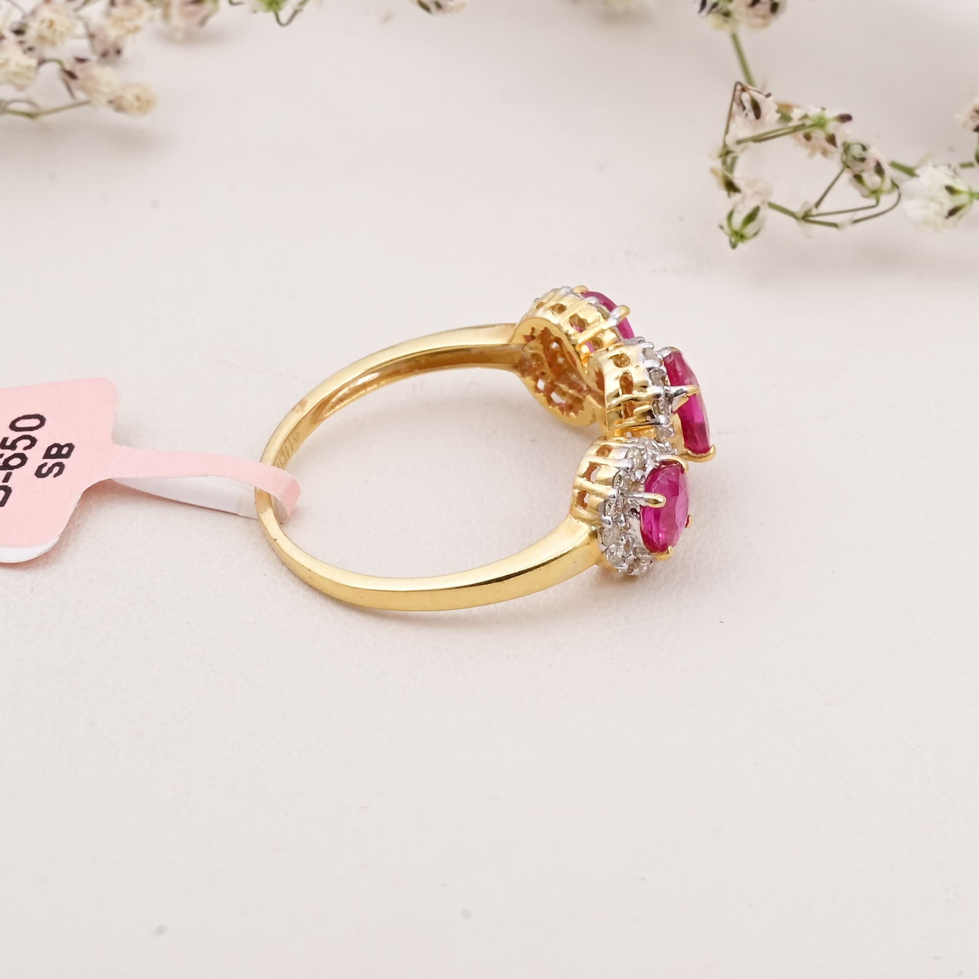 Trinity Ruby Halo Ring