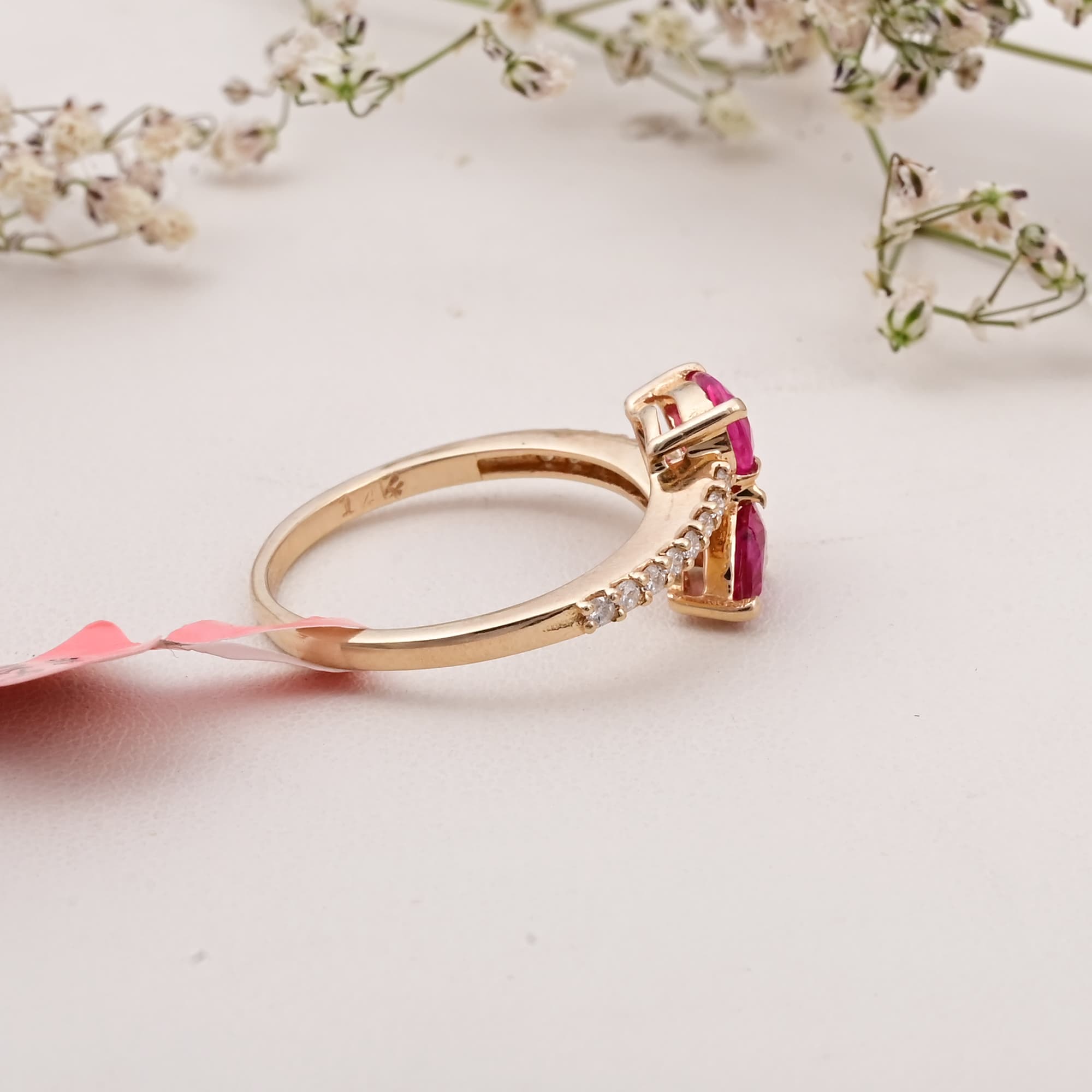 Twin Pear Ruby Bypass Ring