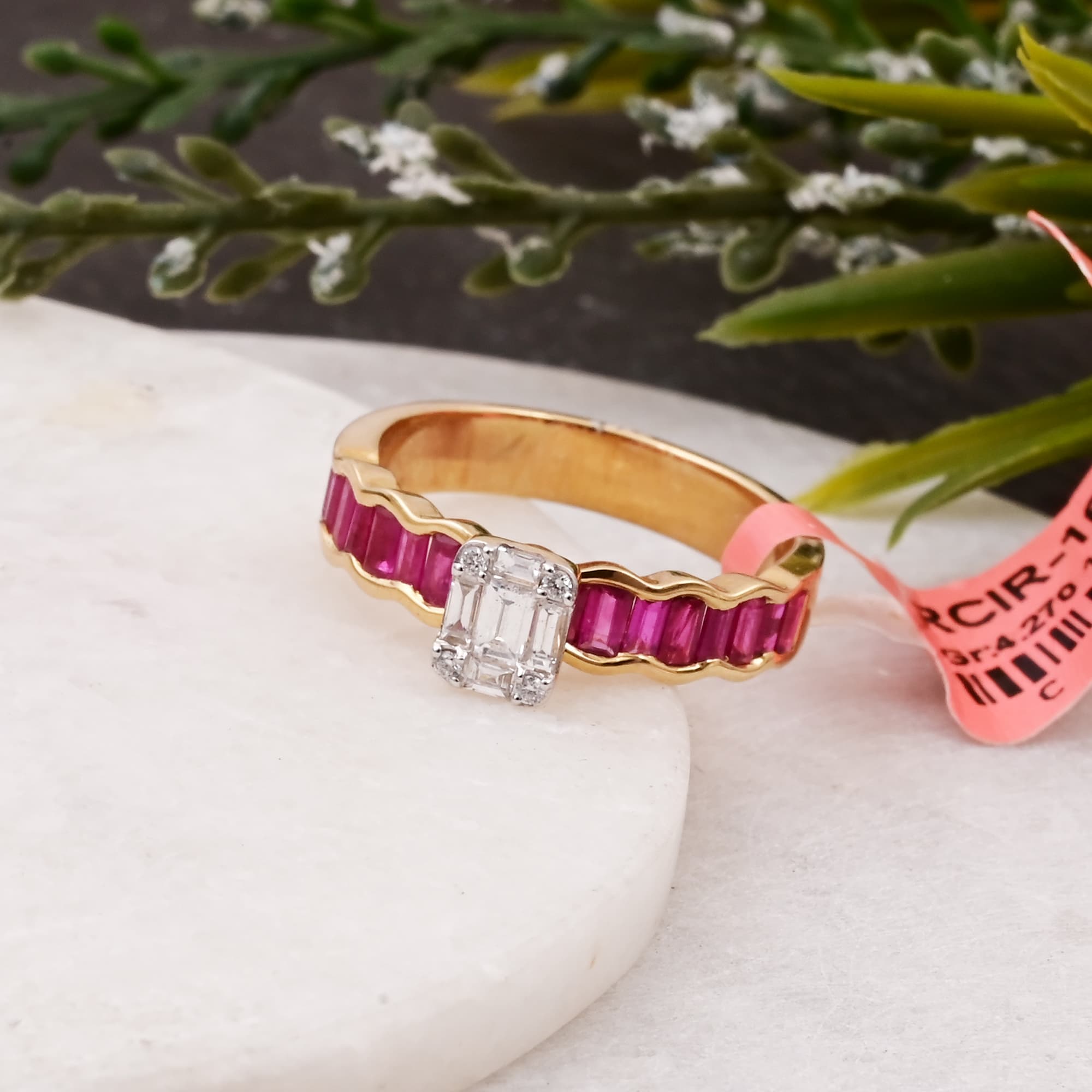 Art Deco Ruby Diamond Band Ring