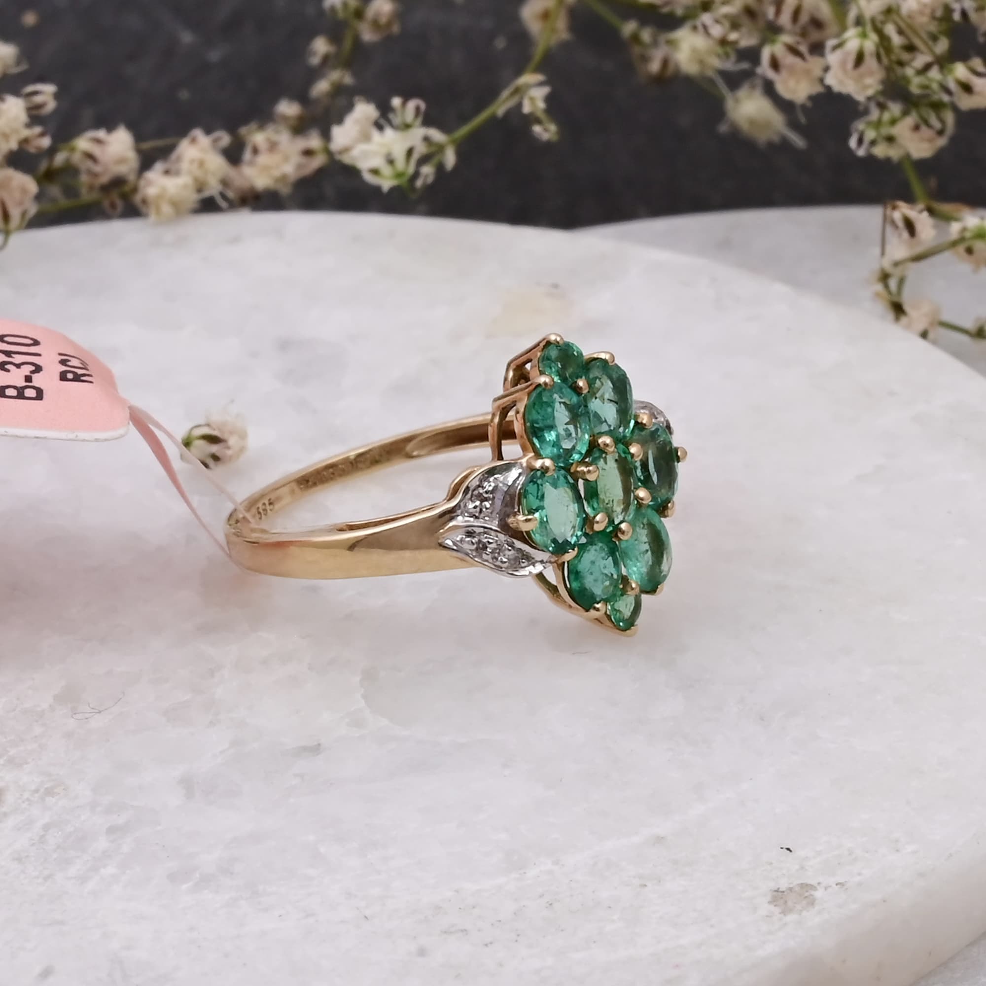 Emerald Blossom Cluster Ring alternate view