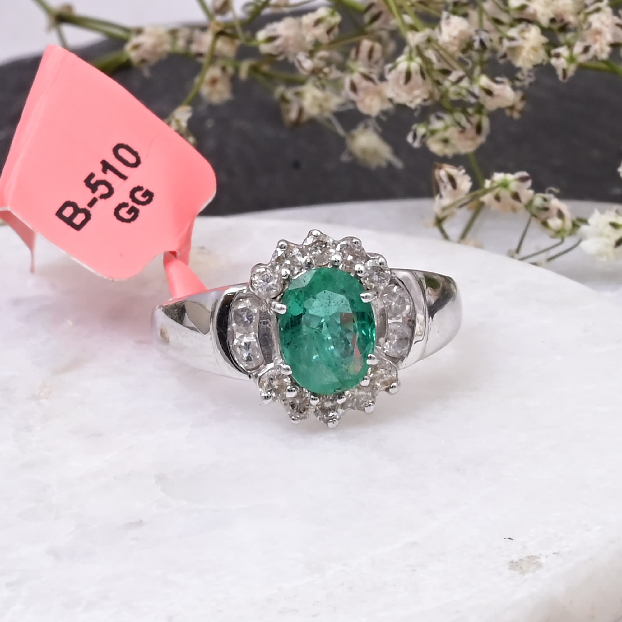 Royal Emerald Halo Ring