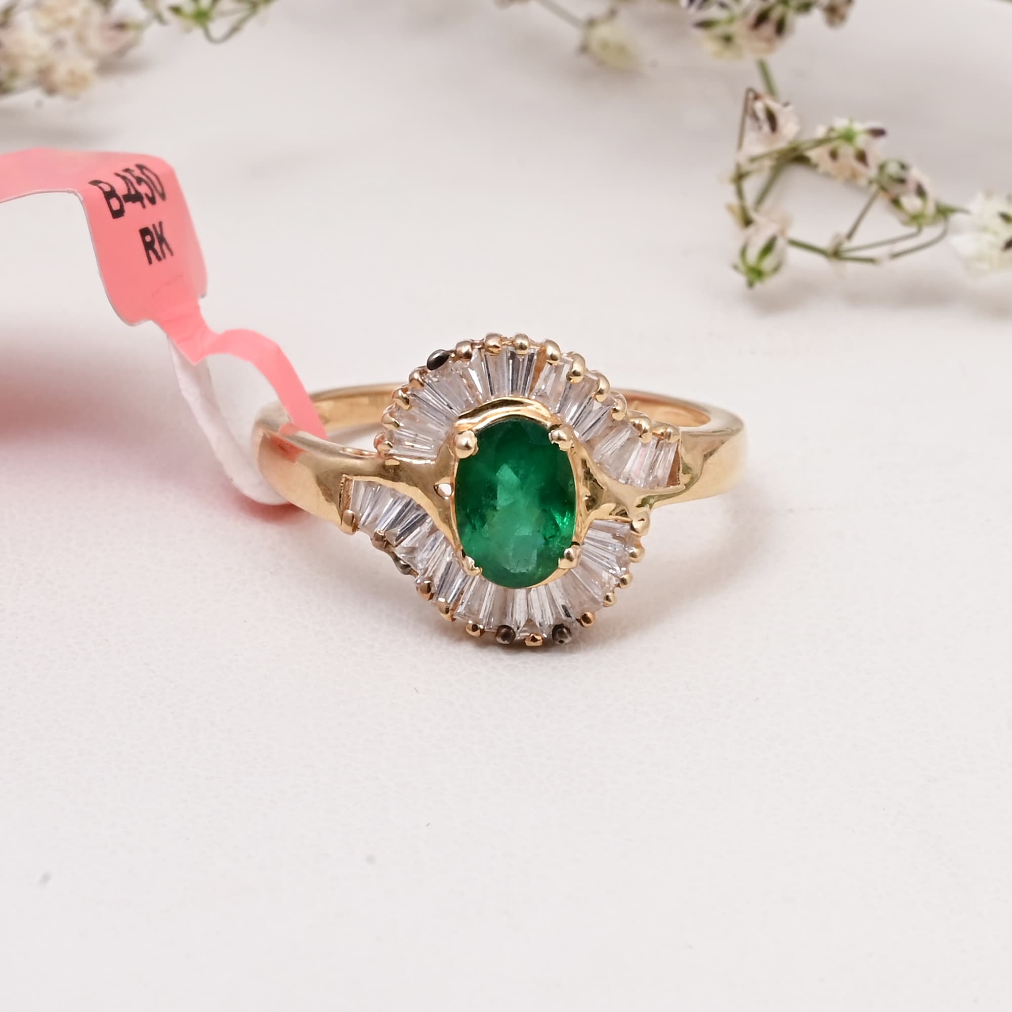 Radiant Emerald Sunburst Ring