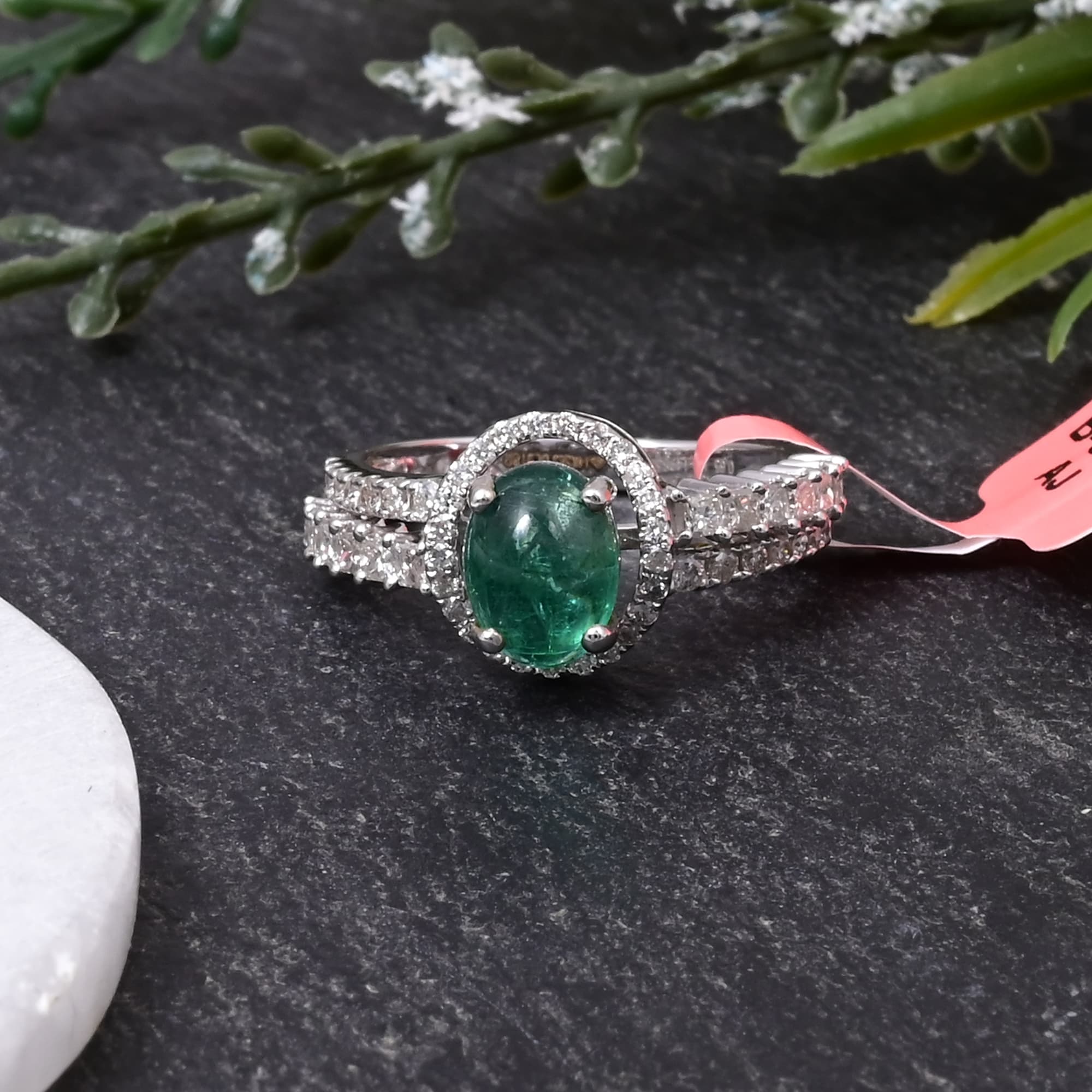 Emerald Infinity Halo Ring alternate view