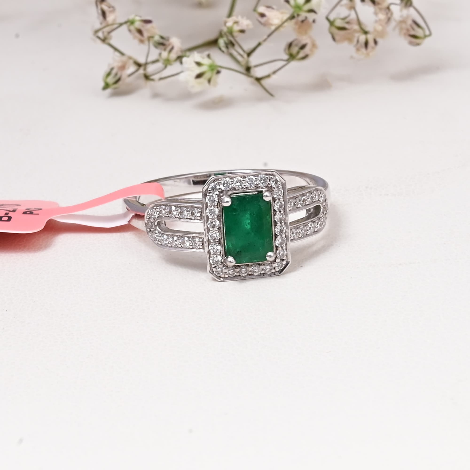 Emerald Radiance Halo Ring