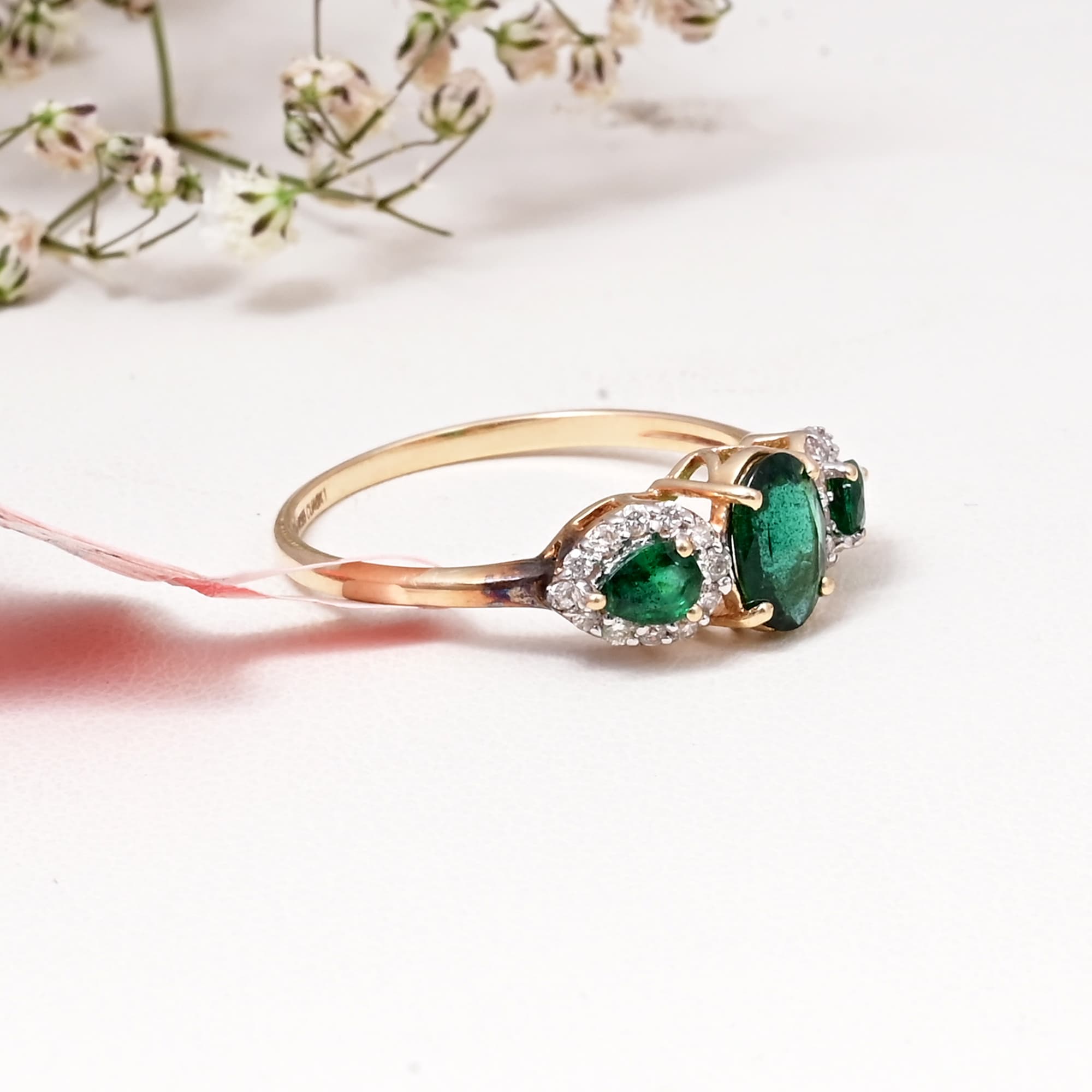 Emerald Trinity Halo Ring alternate view