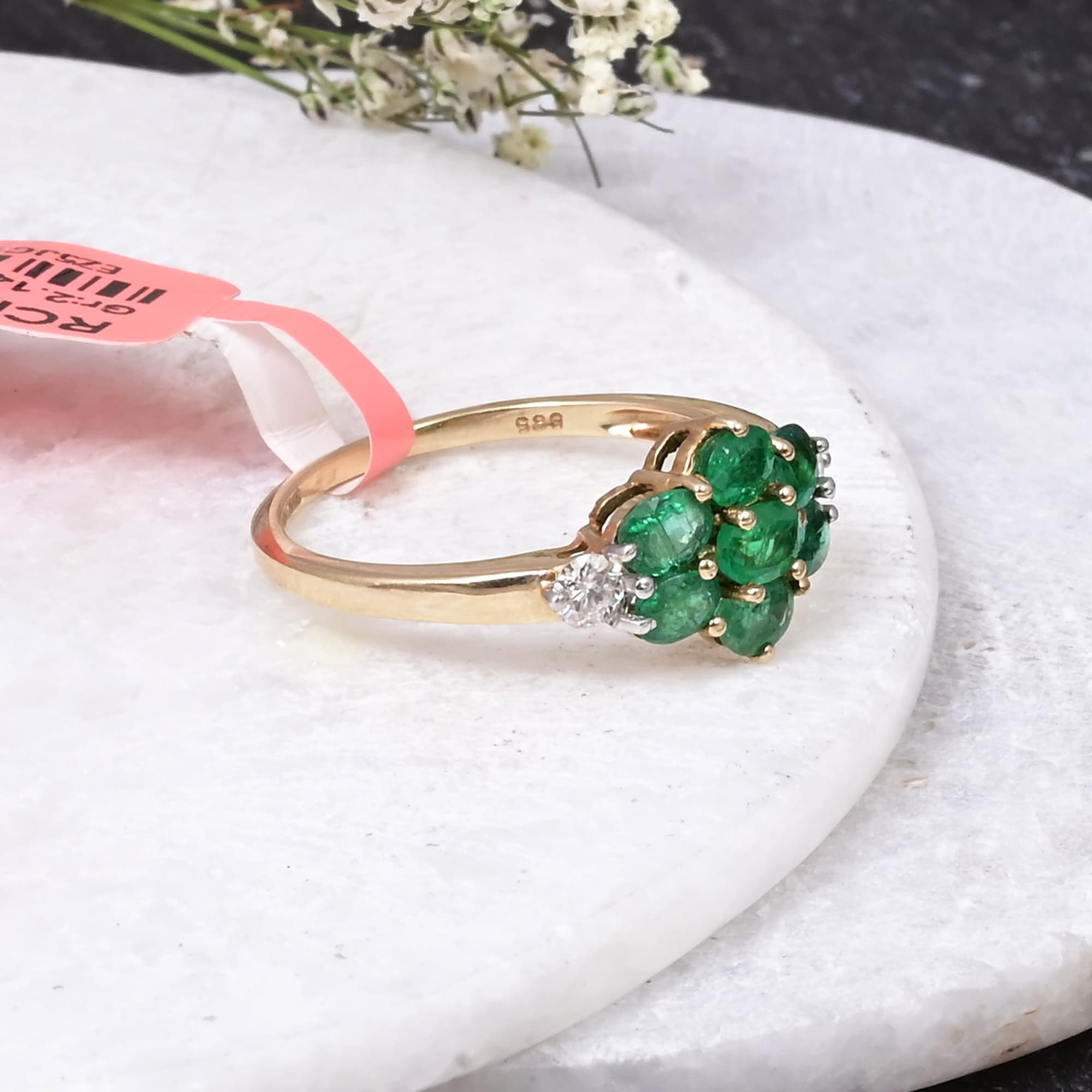 Emerald Blossom Cluster Ring alternate view
