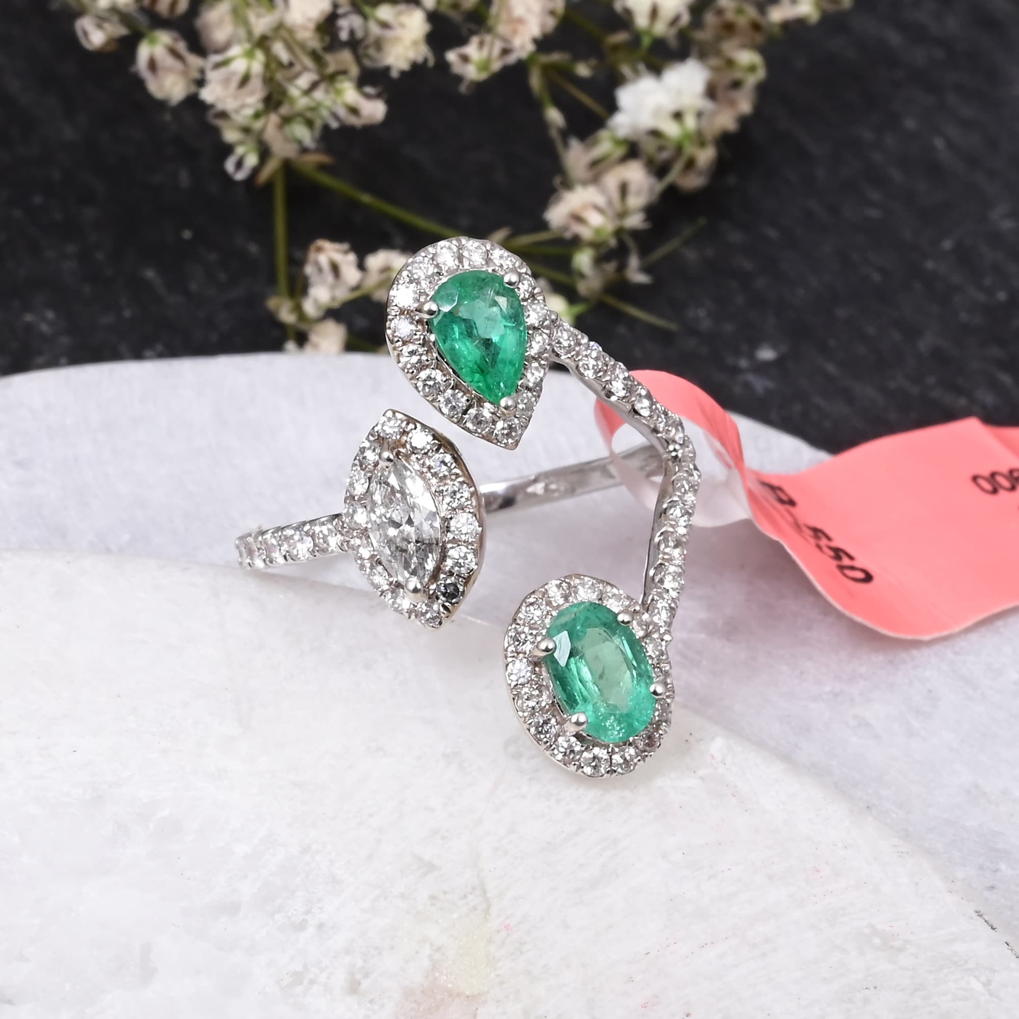Celestial Emerald Trio Open Ring