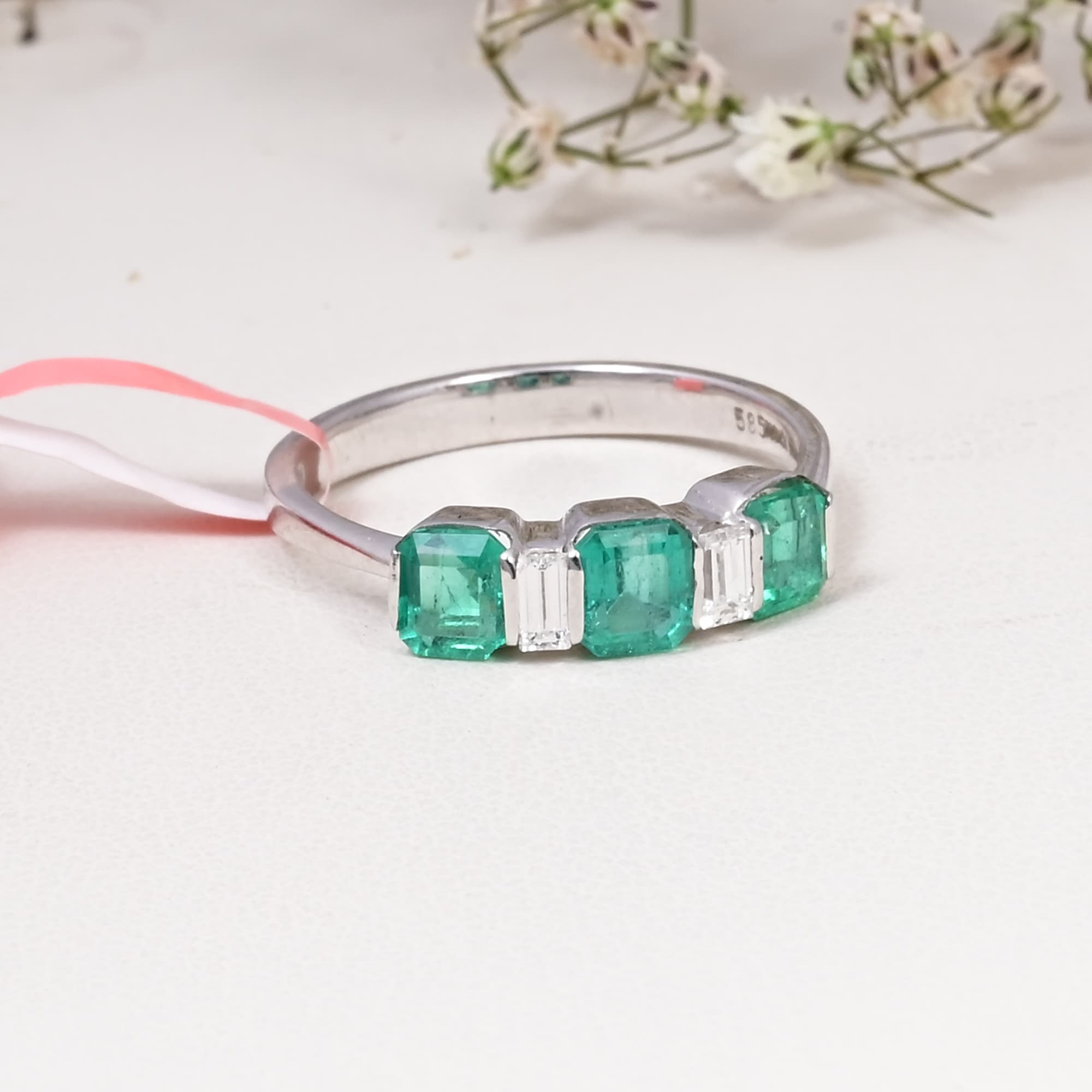 Emerald Geometry Band Ring