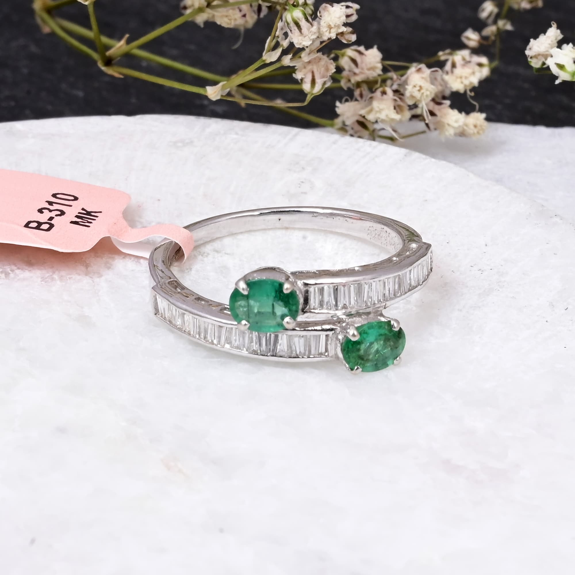 Emerald Infinity Bypass Ring