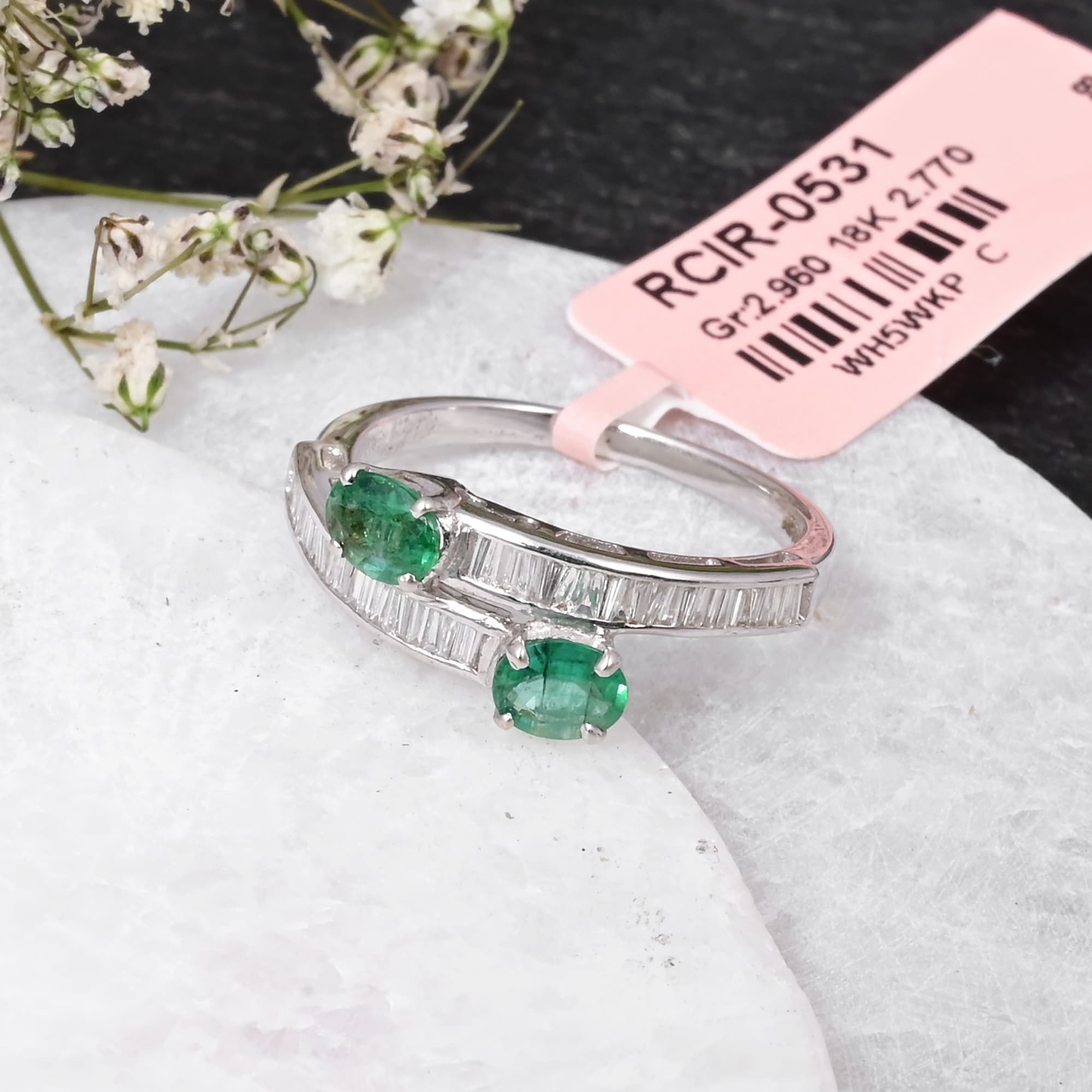 Emerald Infinity Bypass Ring