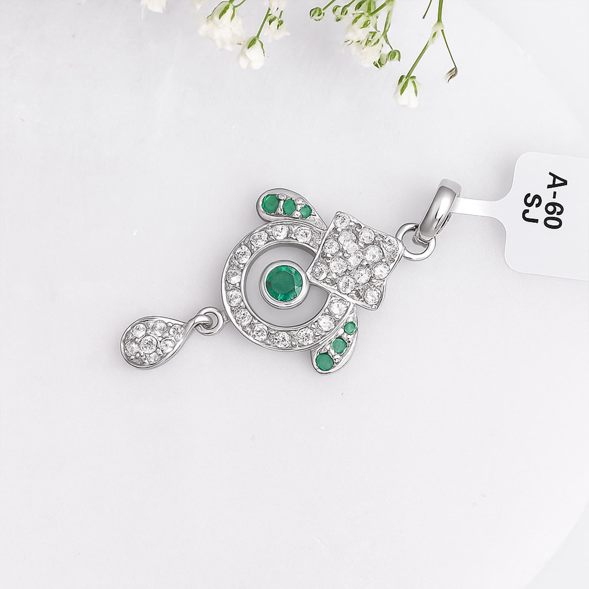 Emerald Diamond Regal Drop Pendant