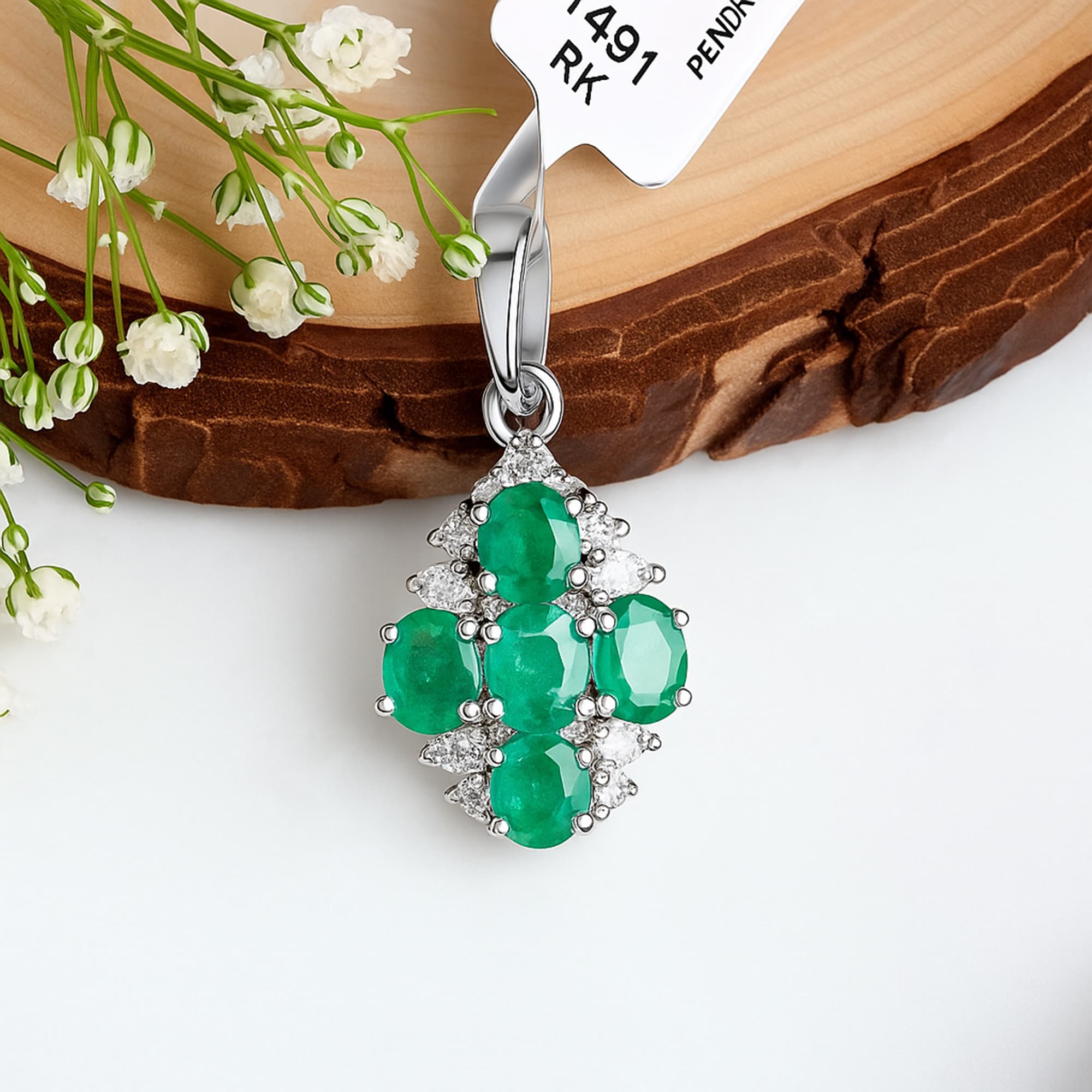 Emerald Cluster Blossom Pendant