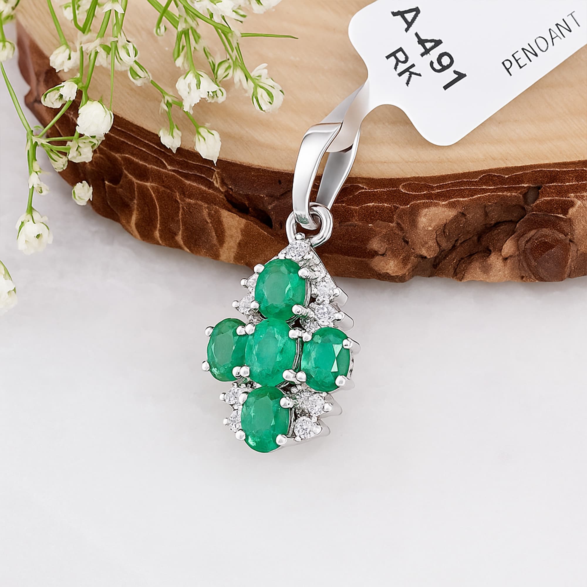 Emerald Cluster Blossom Pendant alternate view