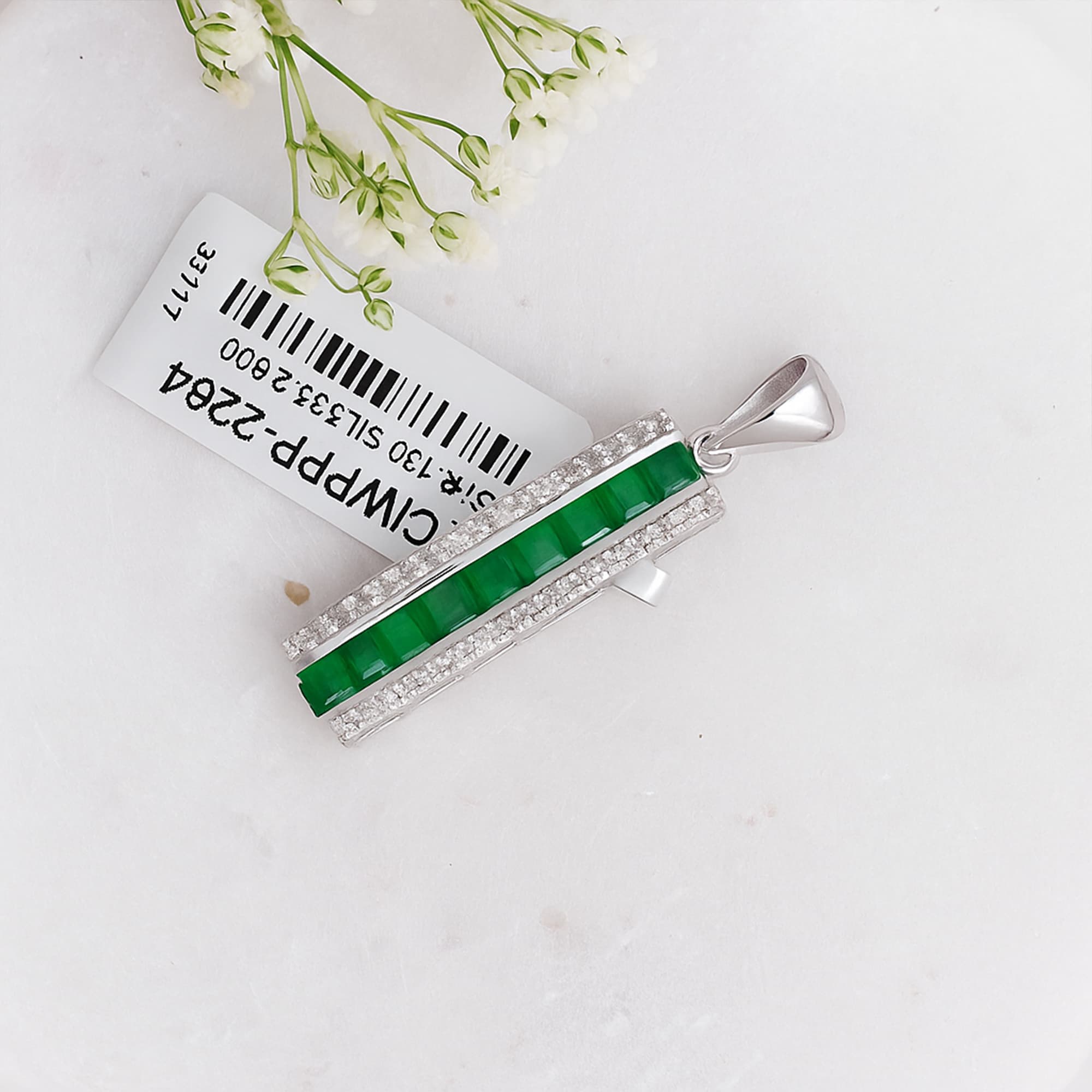 Emerald Diamond Bar Pendant