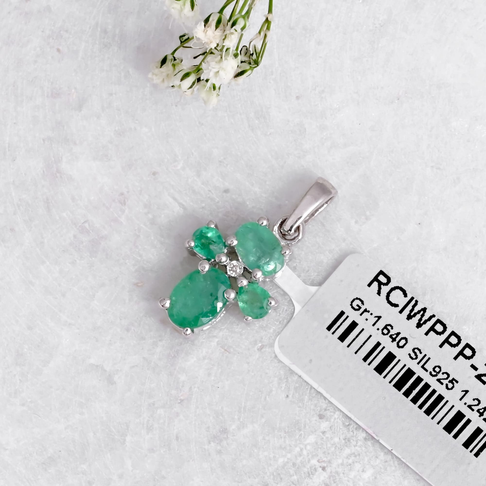 Emerald Diamond Cross Pendant