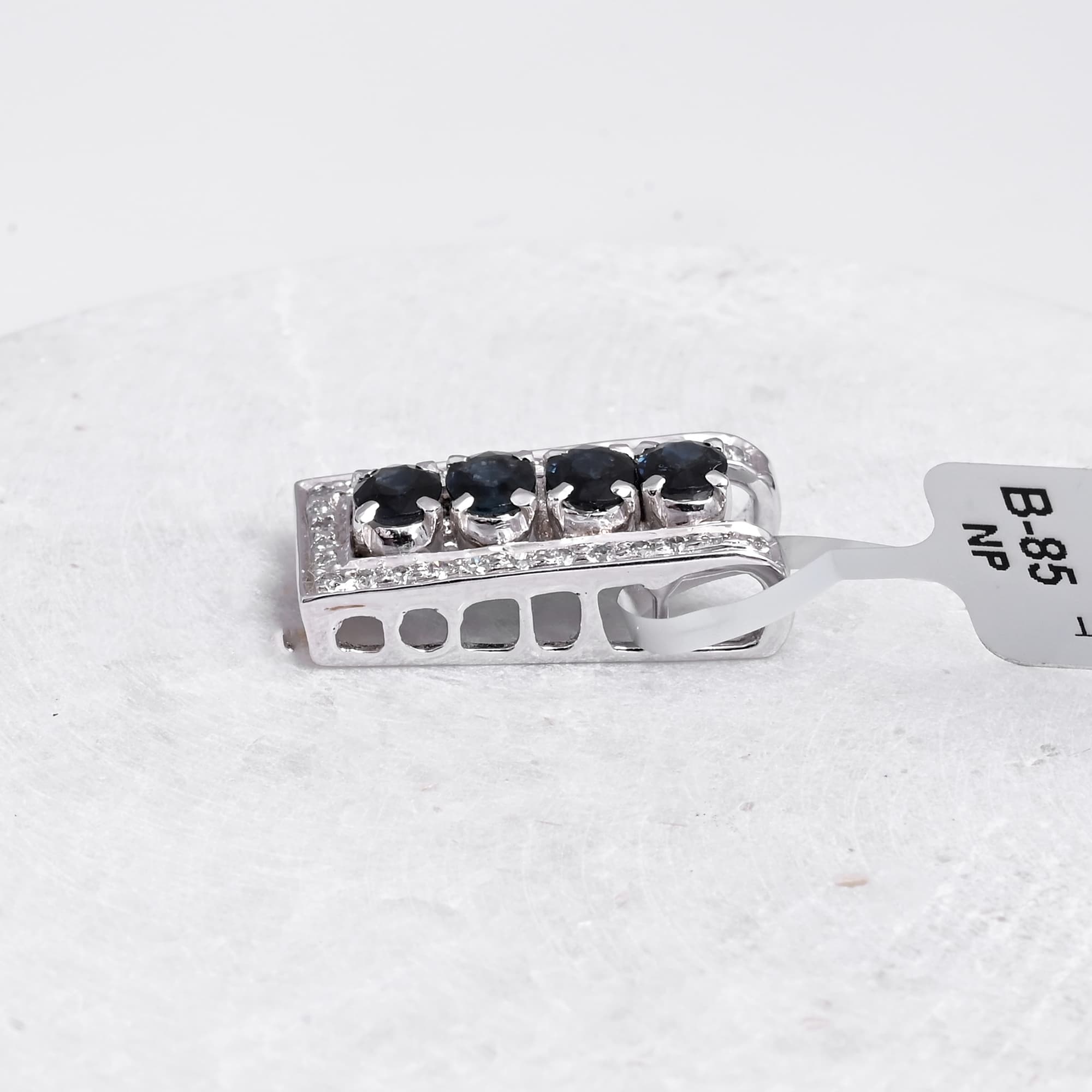 Sapphire Diamond Geometric Bar Pendant