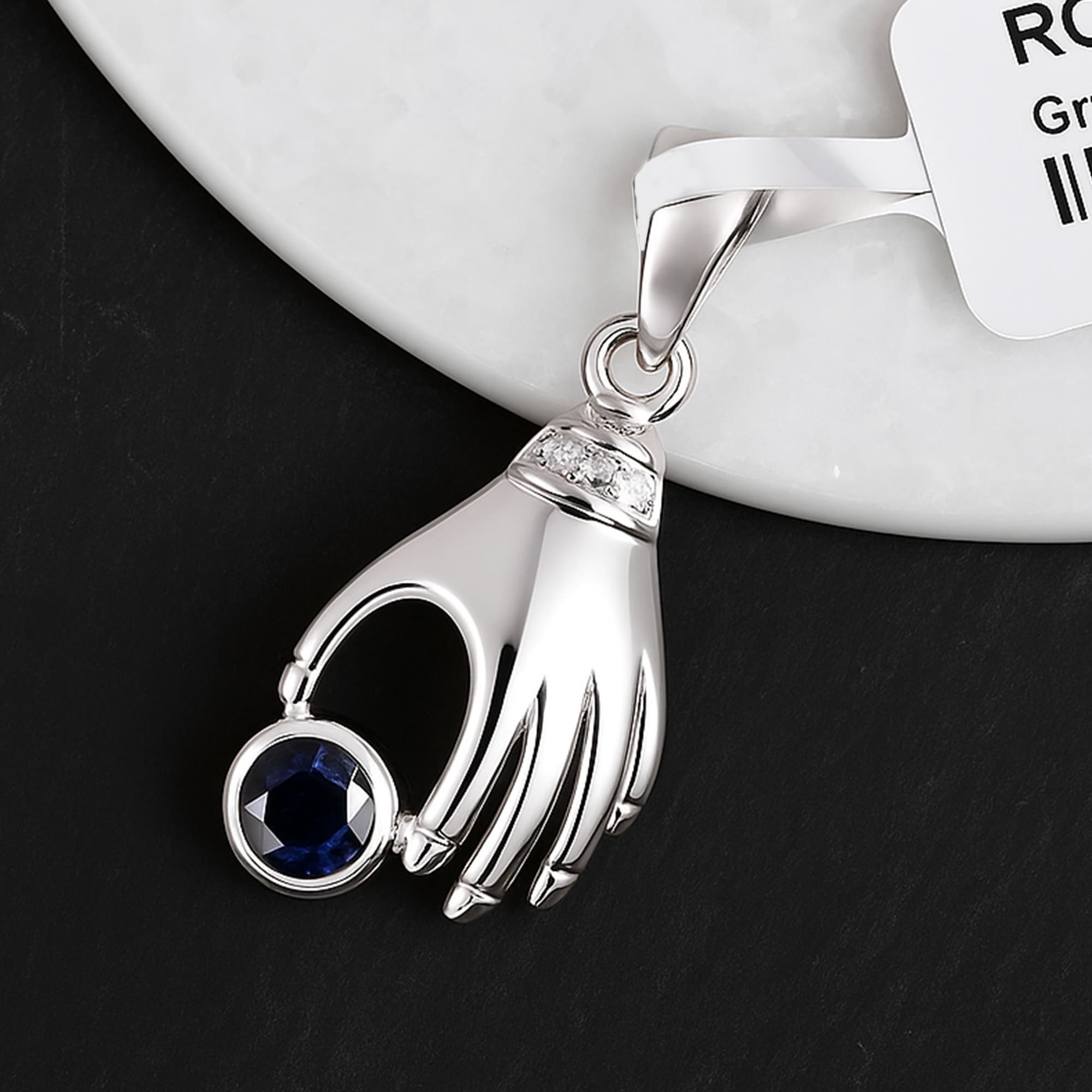 Sapphire Hand Charm Pendant