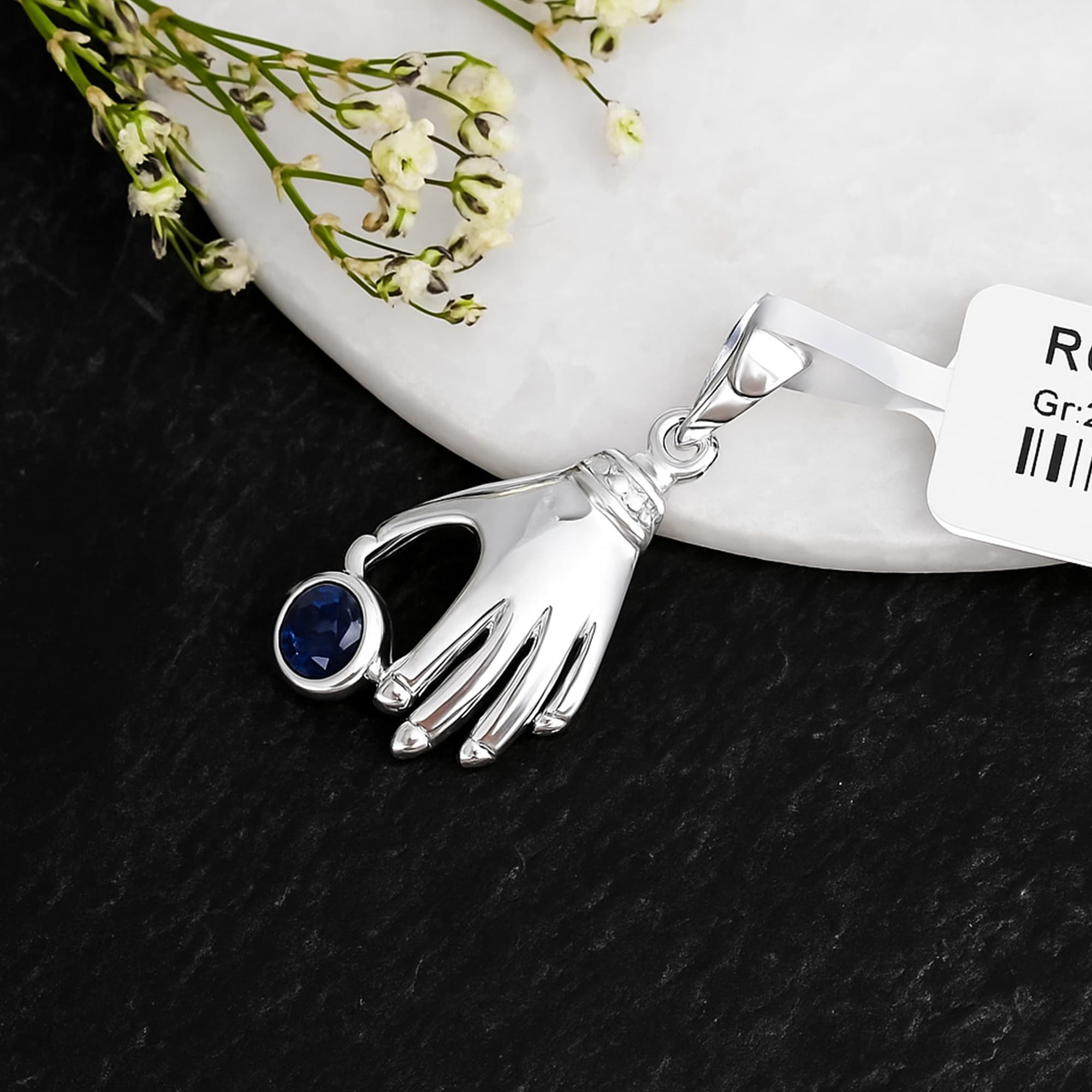 Sapphire Hand Charm Pendant alternate view