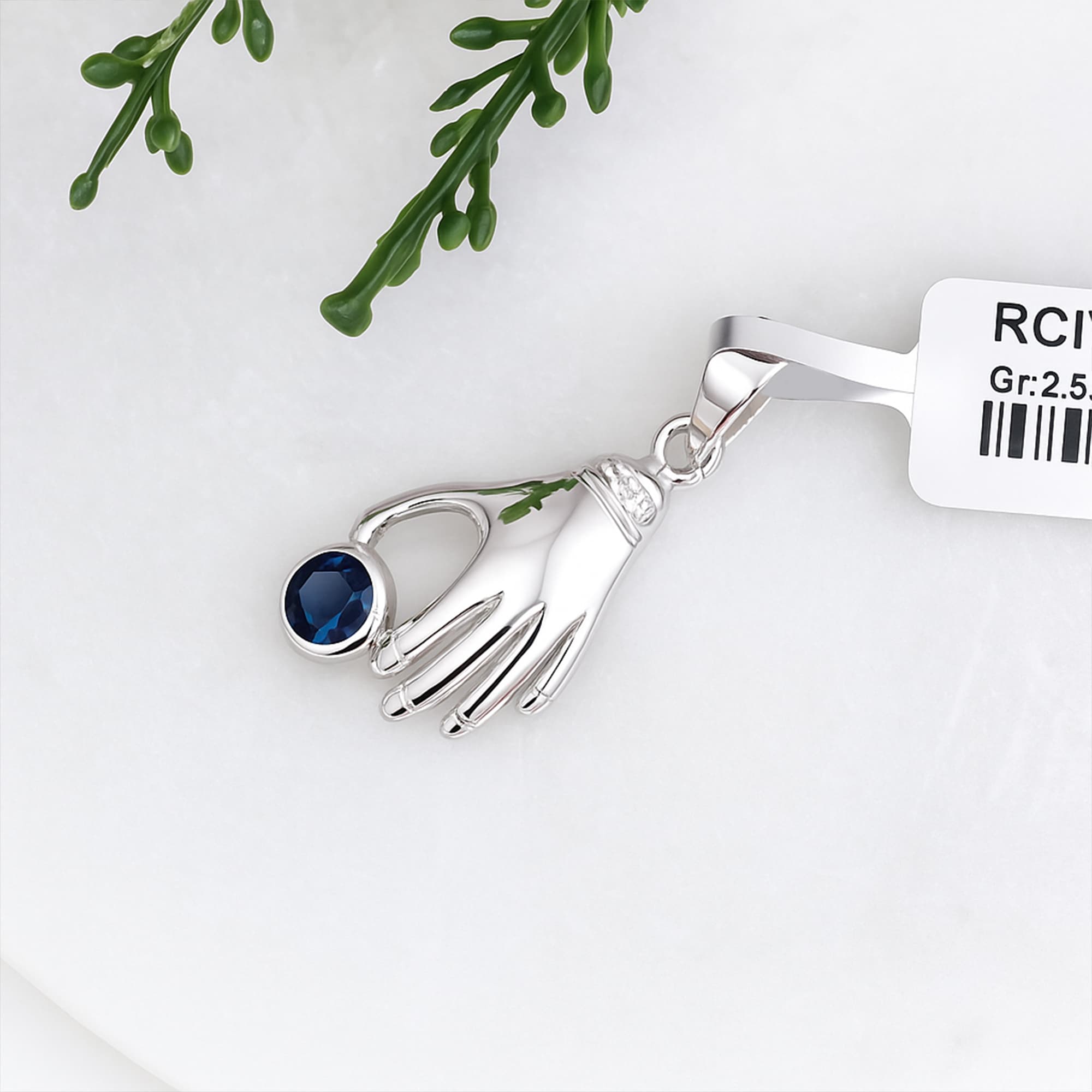 Sapphire Hand Charm Pendant