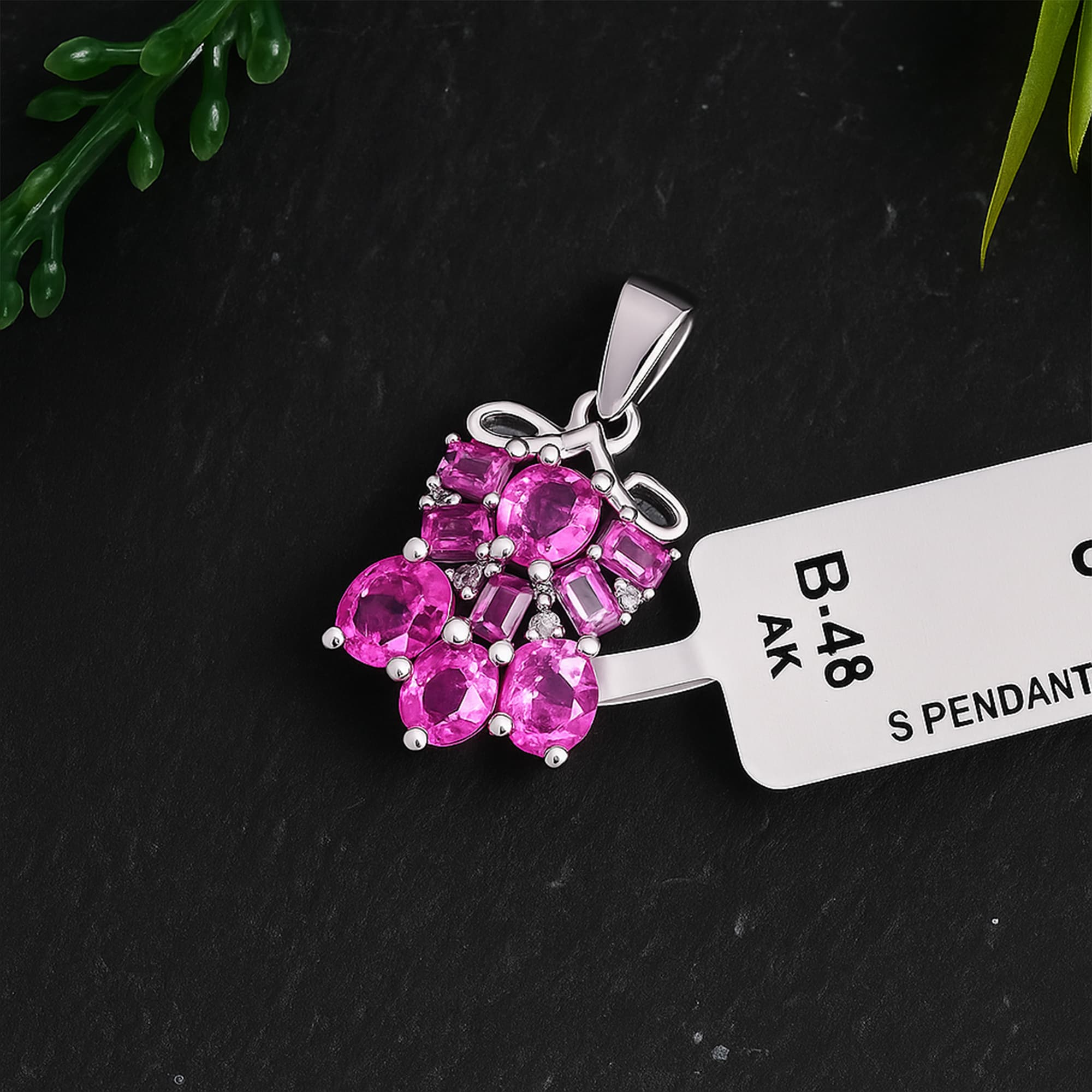 Ruby Floral Cluster Pendant alternate view