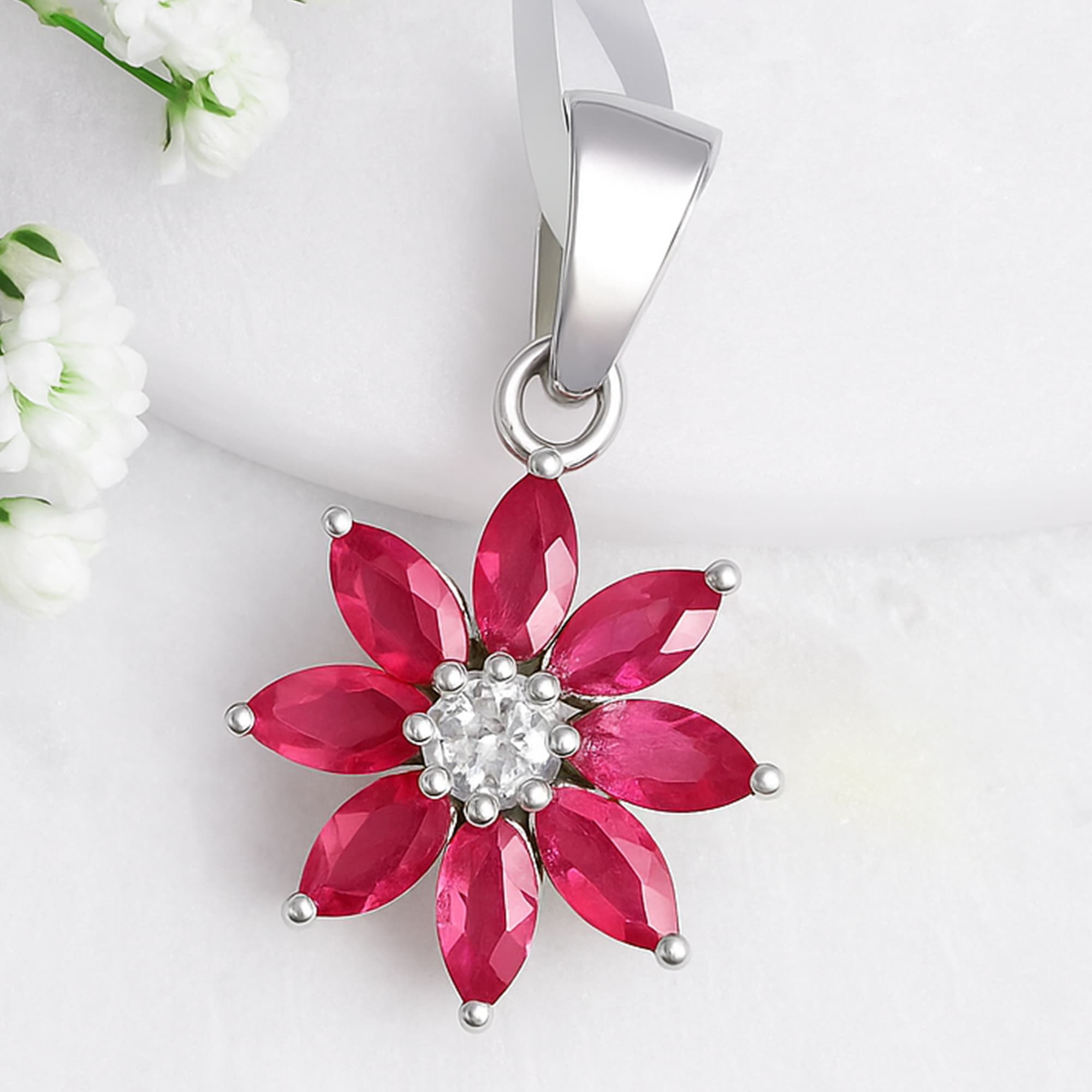 Ruby Petal Pendant