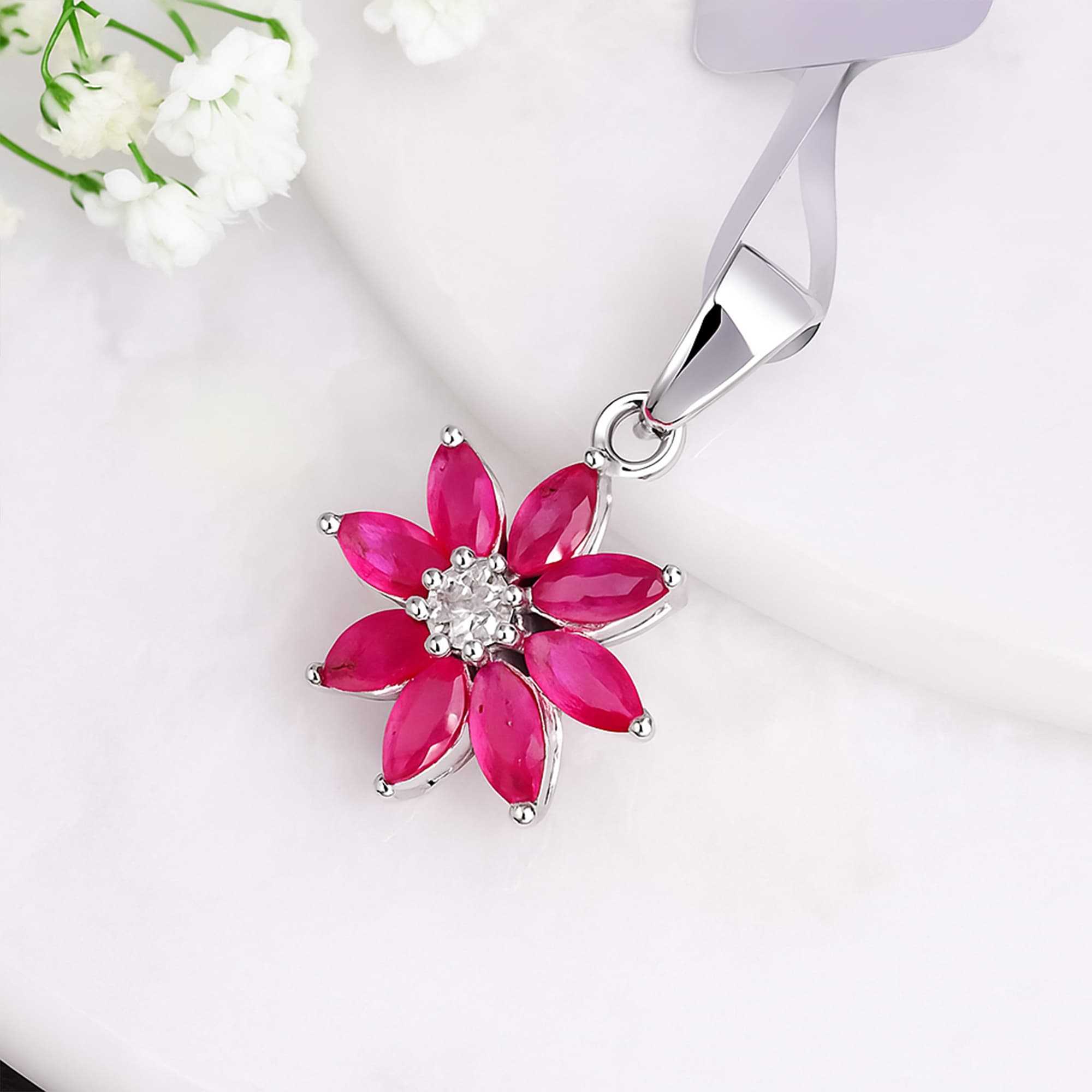 Ruby Petal Pendant alternate view