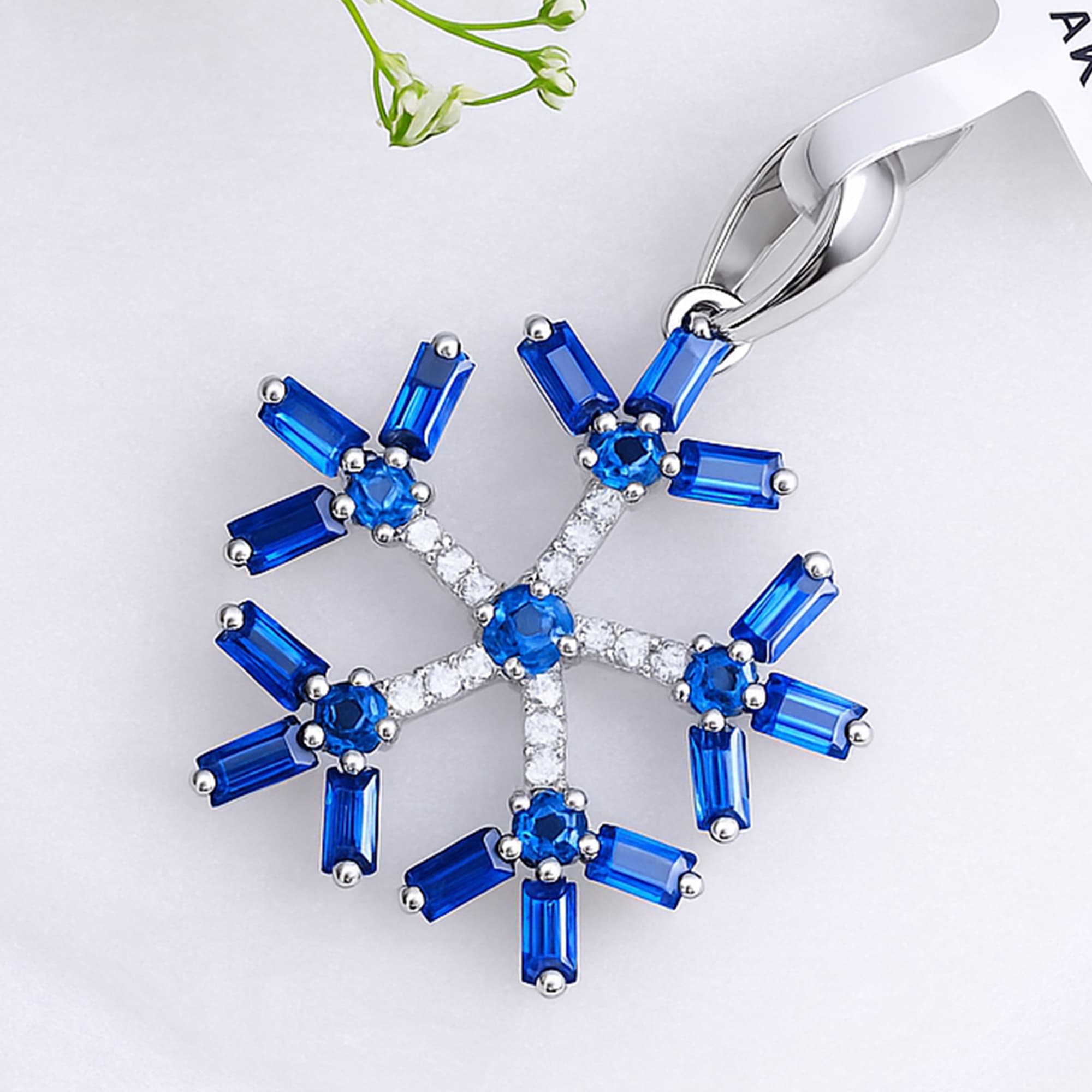 Sapphire Snowflake Pendant
