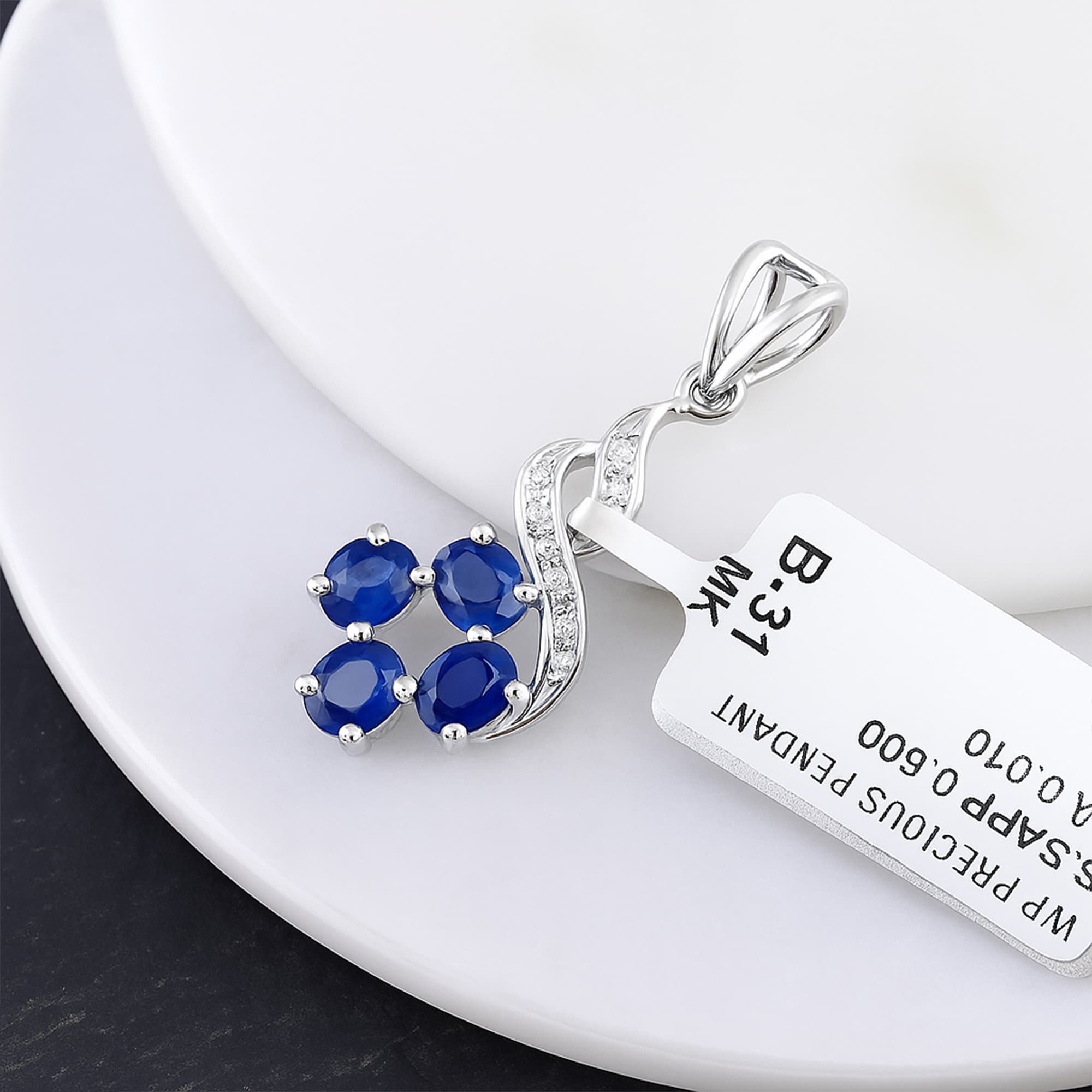 Sapphire Clover Pendant alternate view