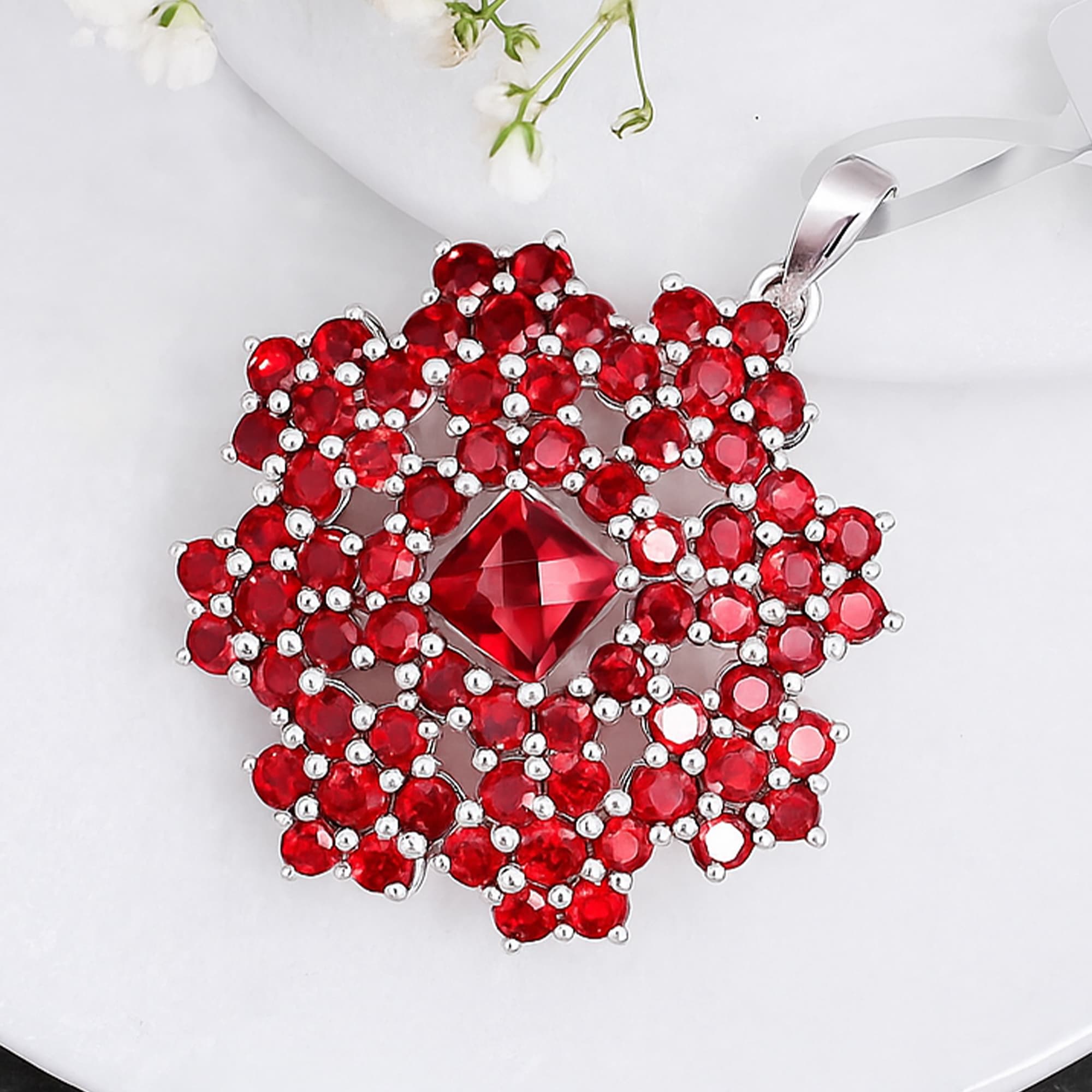 Garnet Mandala Pendant