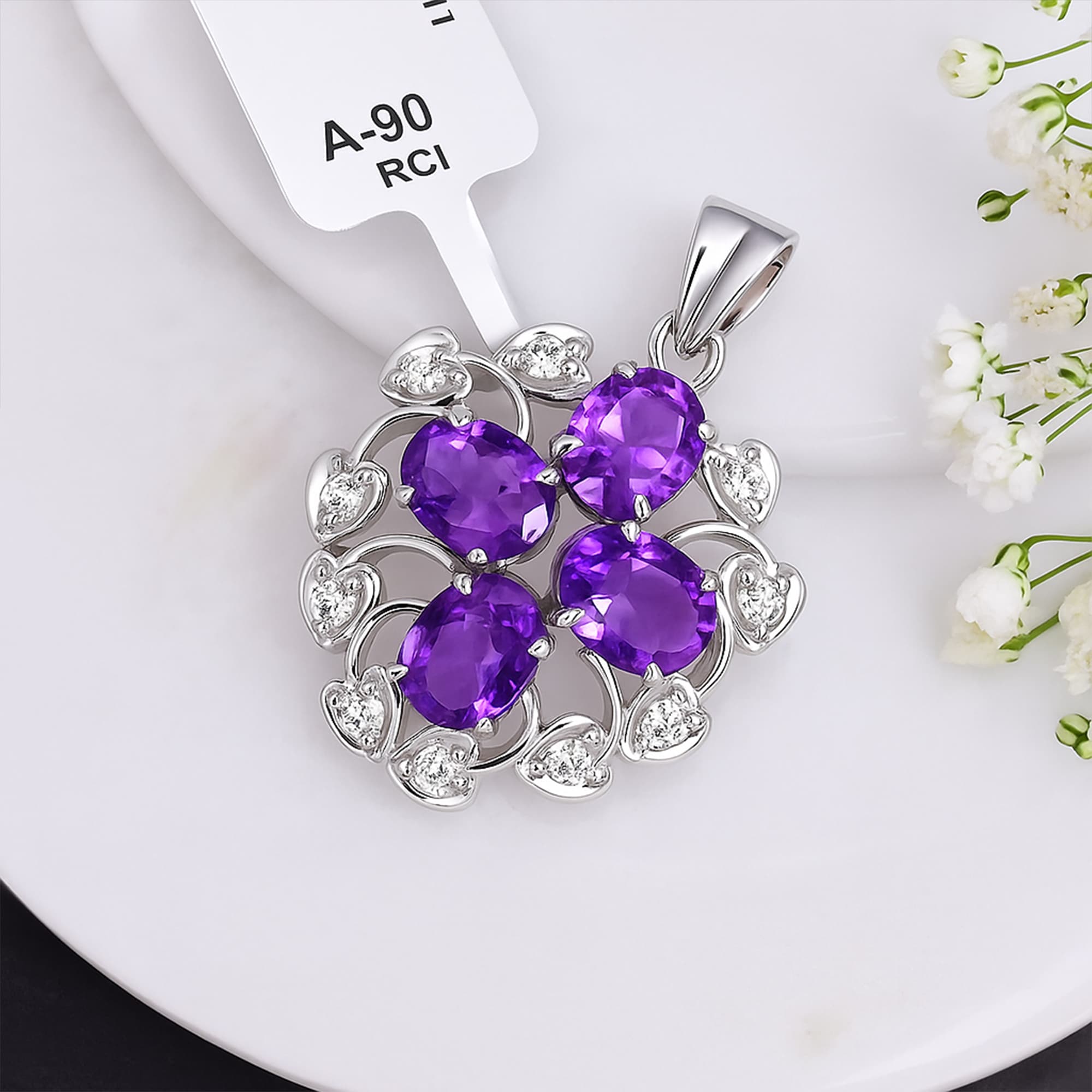 Amethyst Petal Pendant alternate view