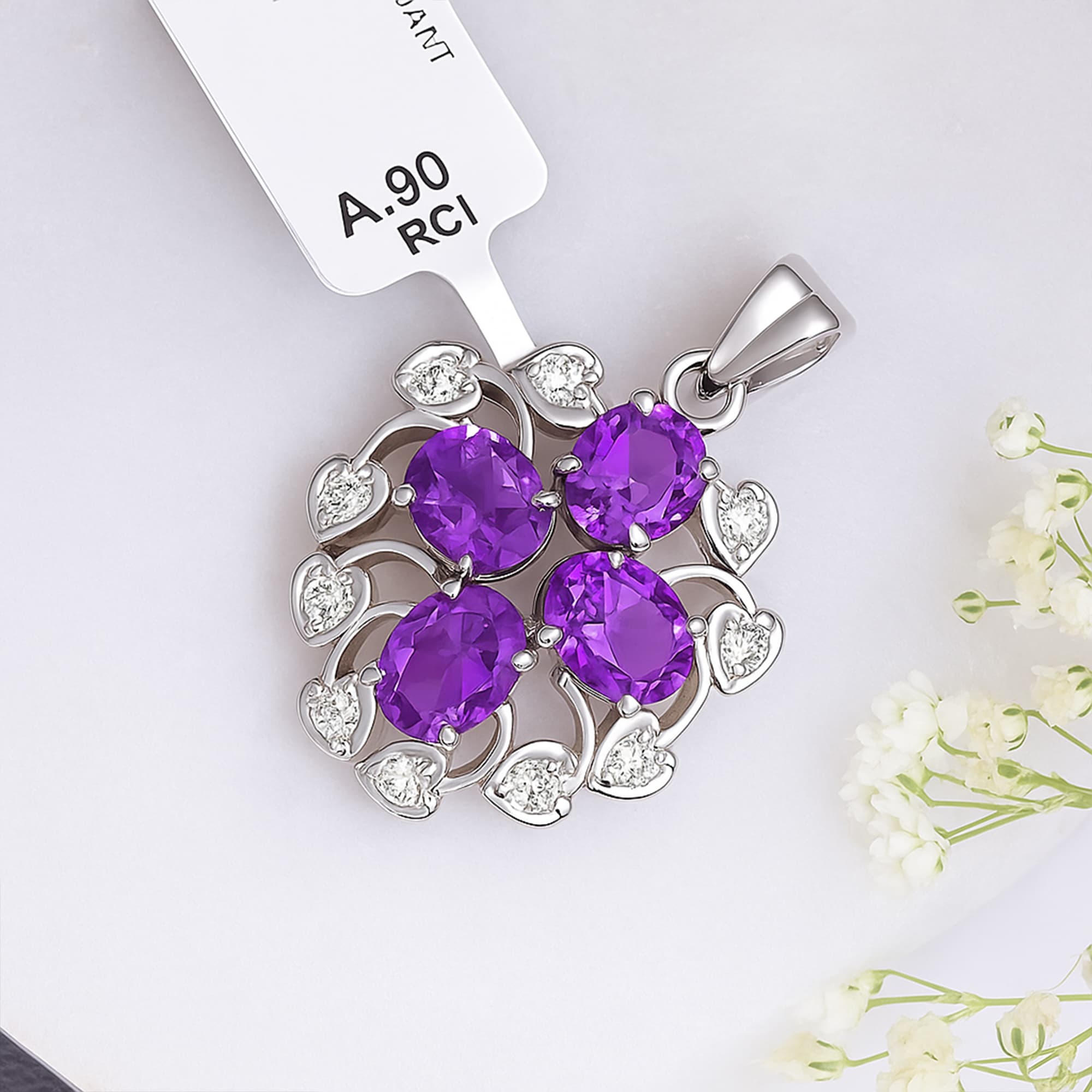 Amethyst Petal Pendant
