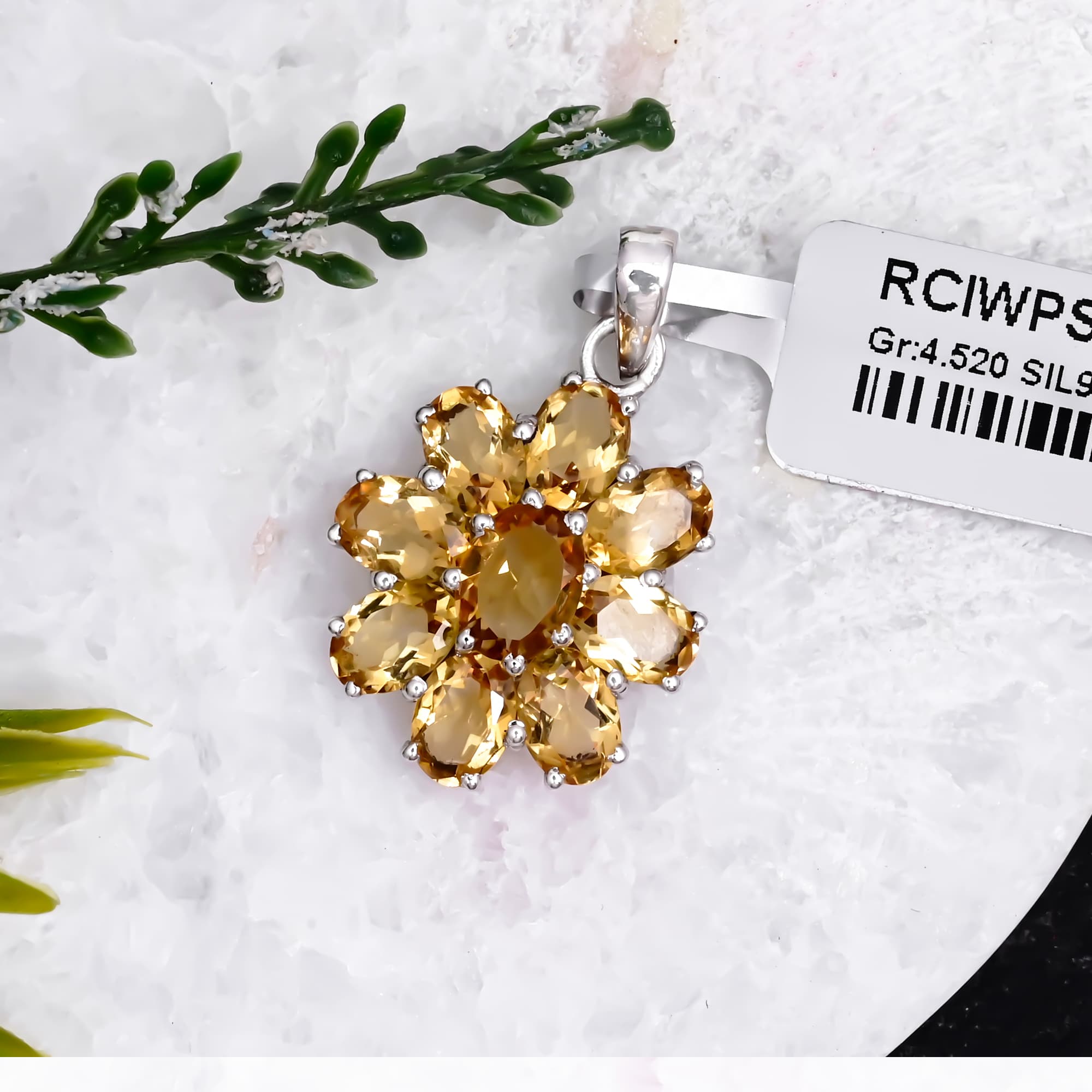 Citrine Dahlia Pendant alternate view