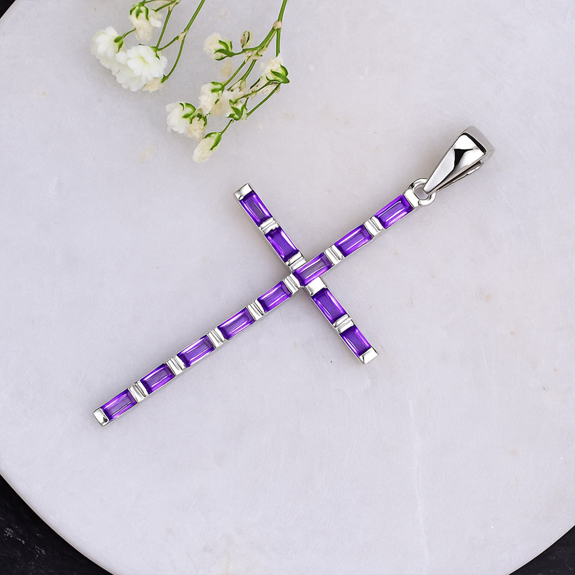 Divine Aura Amethyst Cross Pendant