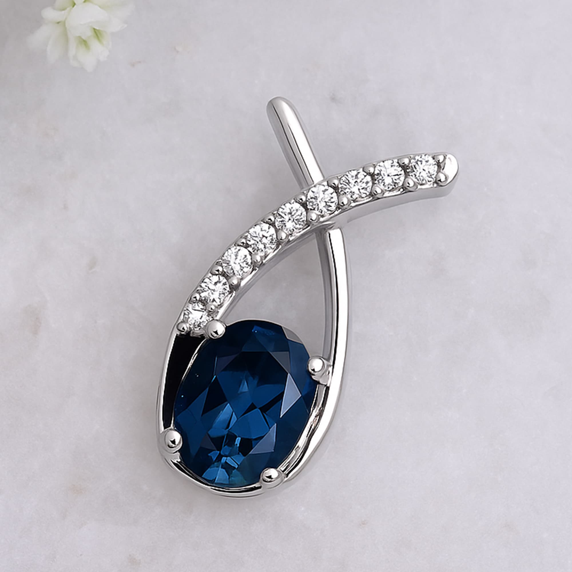 Midnight Elegance London Blue Topaz Pendant