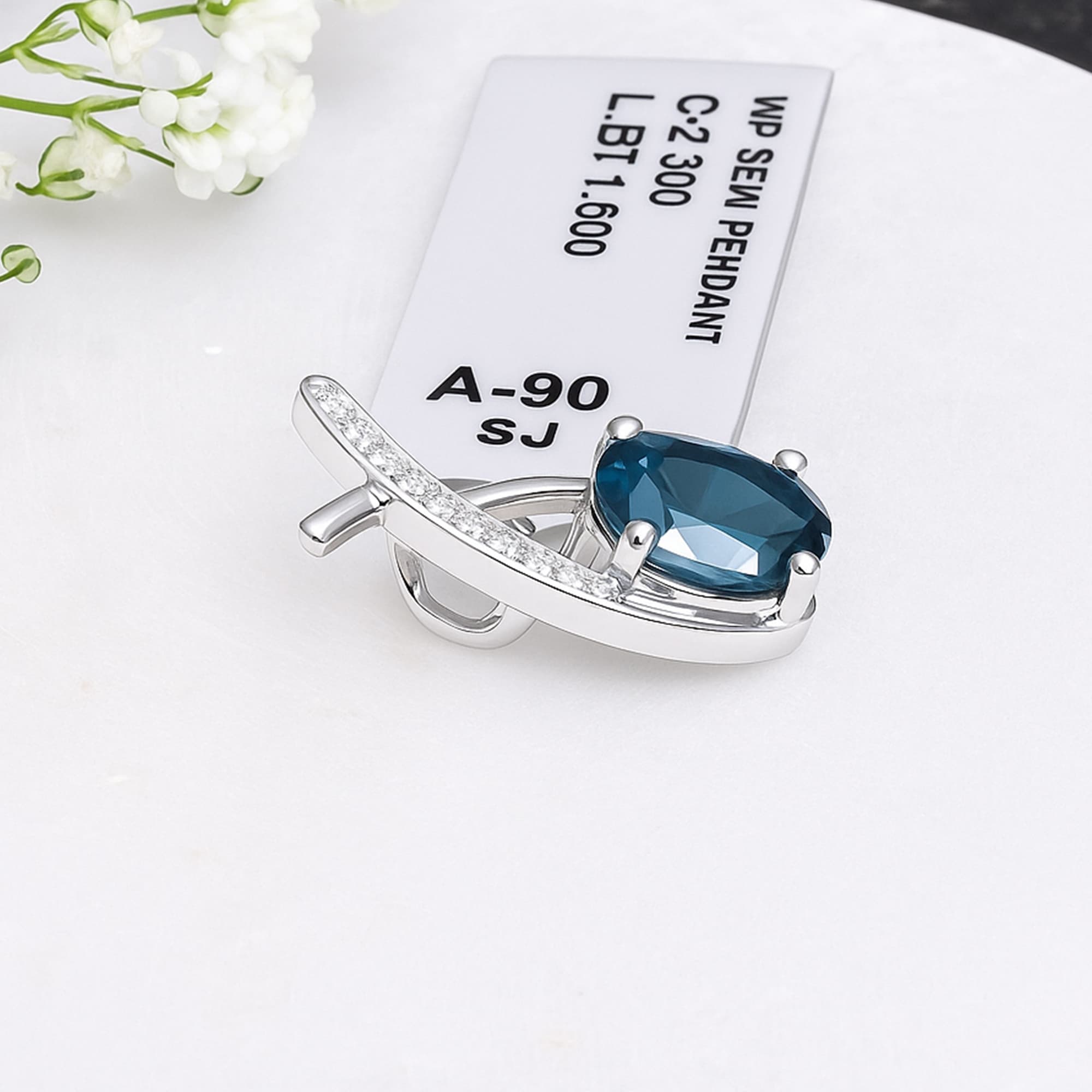 Midnight Elegance London Blue Topaz Pendant