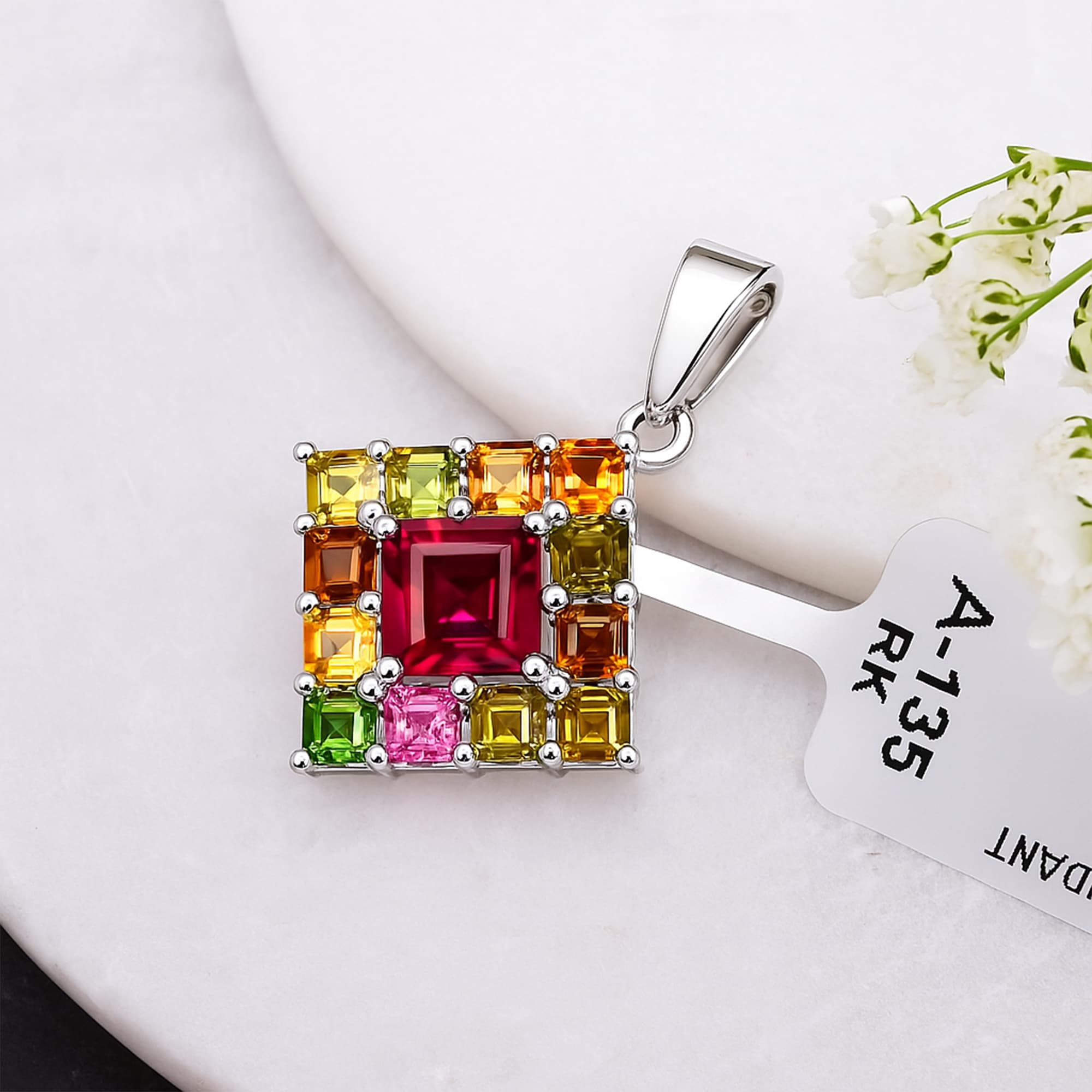 Radiant Muse Rubellite Tourmaline Mosaic Pendant alternate view