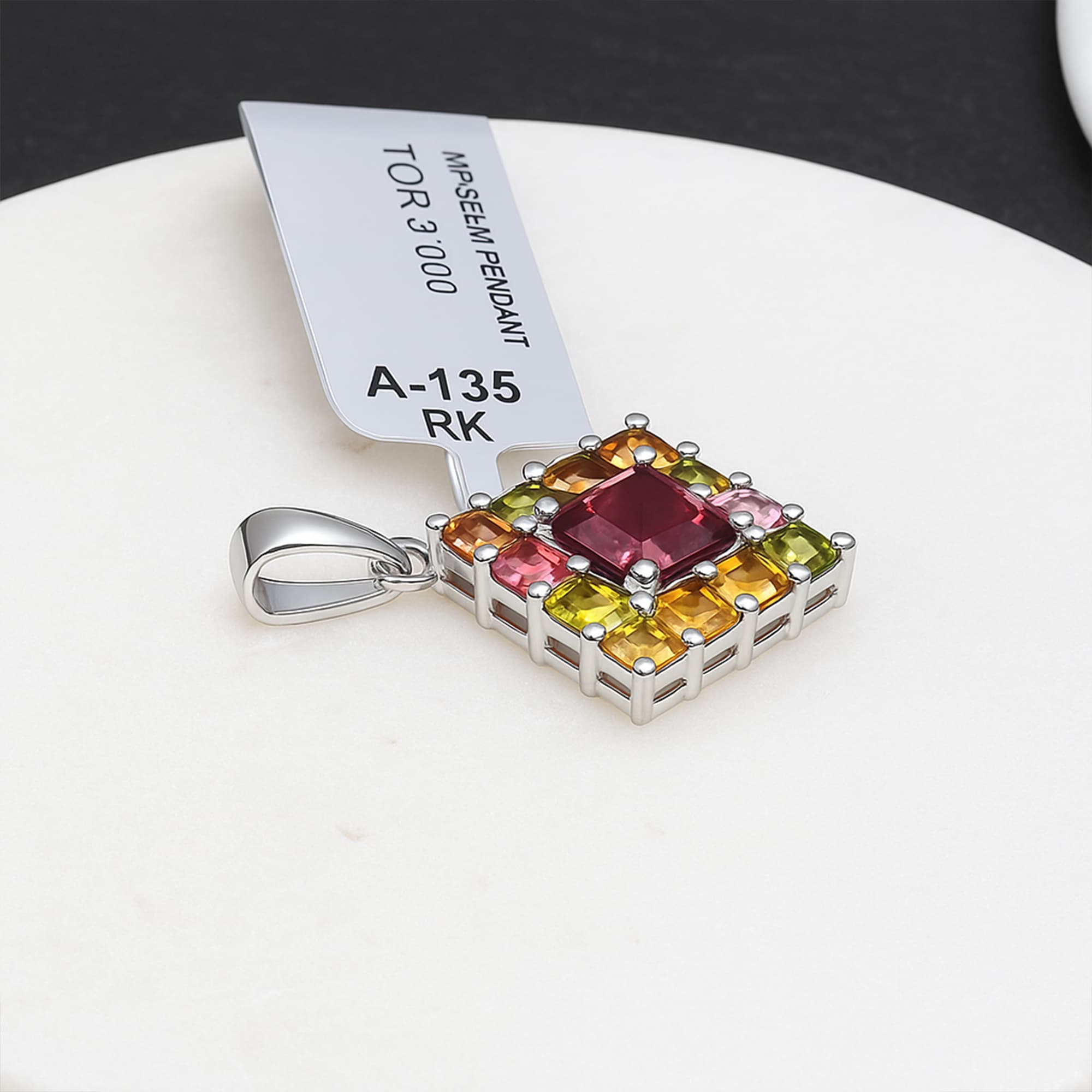 Radiant Muse Rubellite Tourmaline Mosaic Pendant