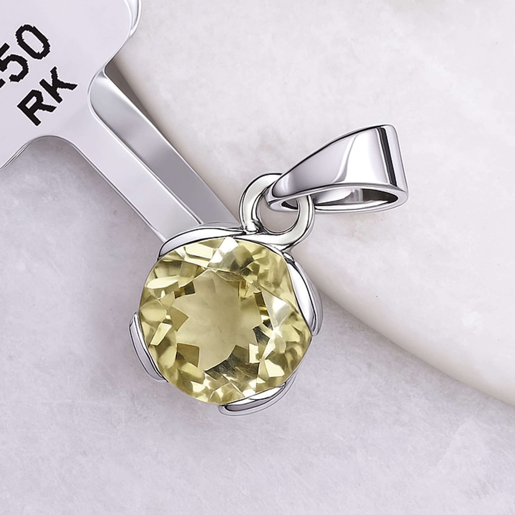 Celestial Glow Green Amethyst Solitaire Pendant