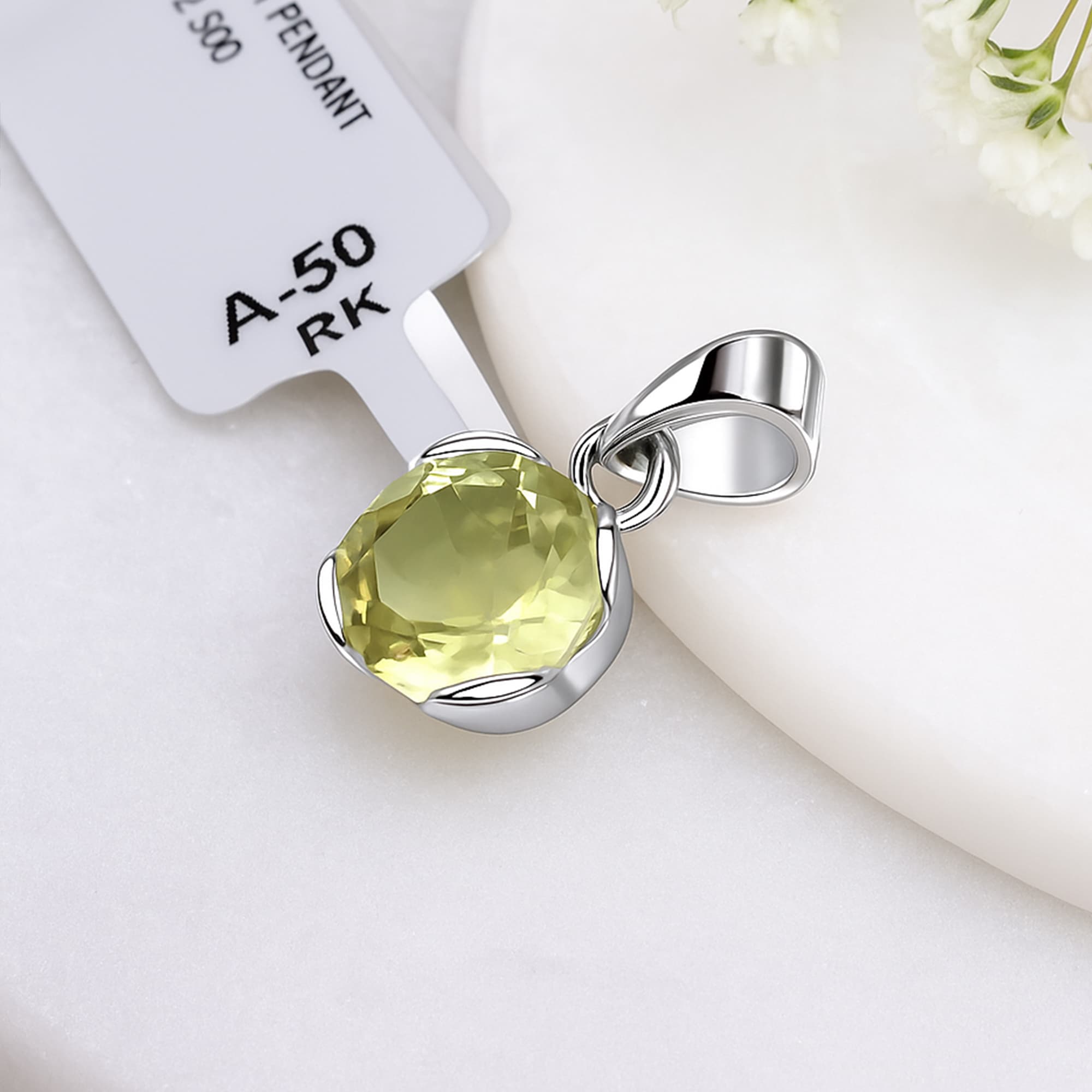 Celestial Glow Green Amethyst Solitaire Pendant alternate view