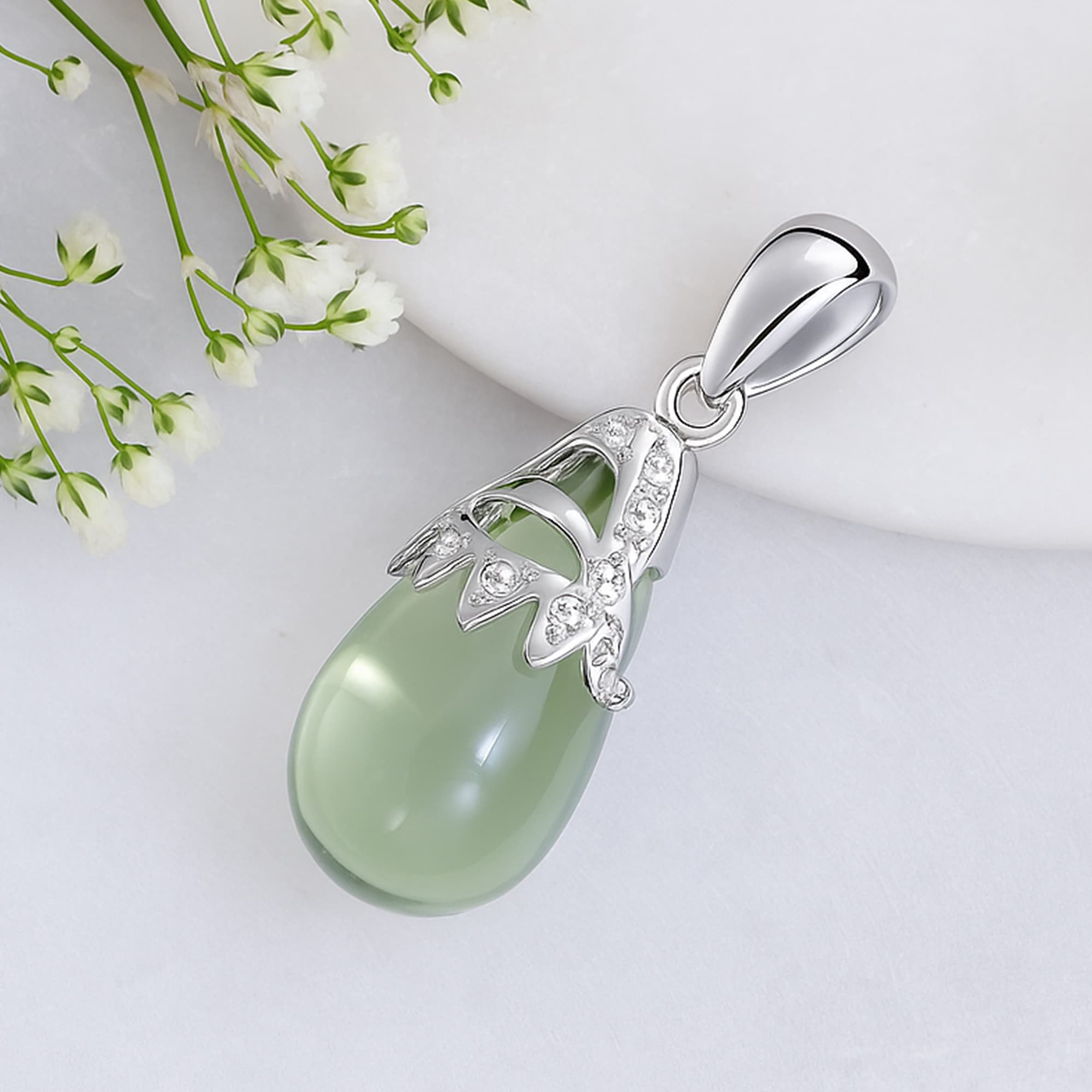 Mystic Dew Green Amethyst Drop Pendant