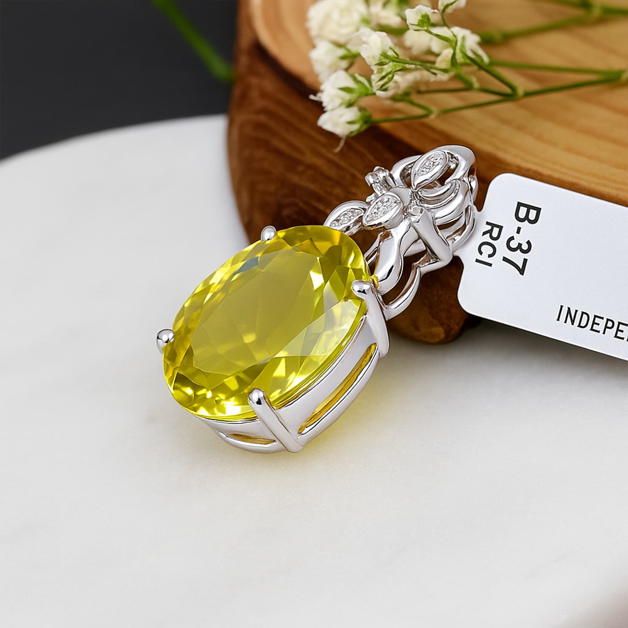Citrine Glow Lemon Quartz Statement Pendant alternate view