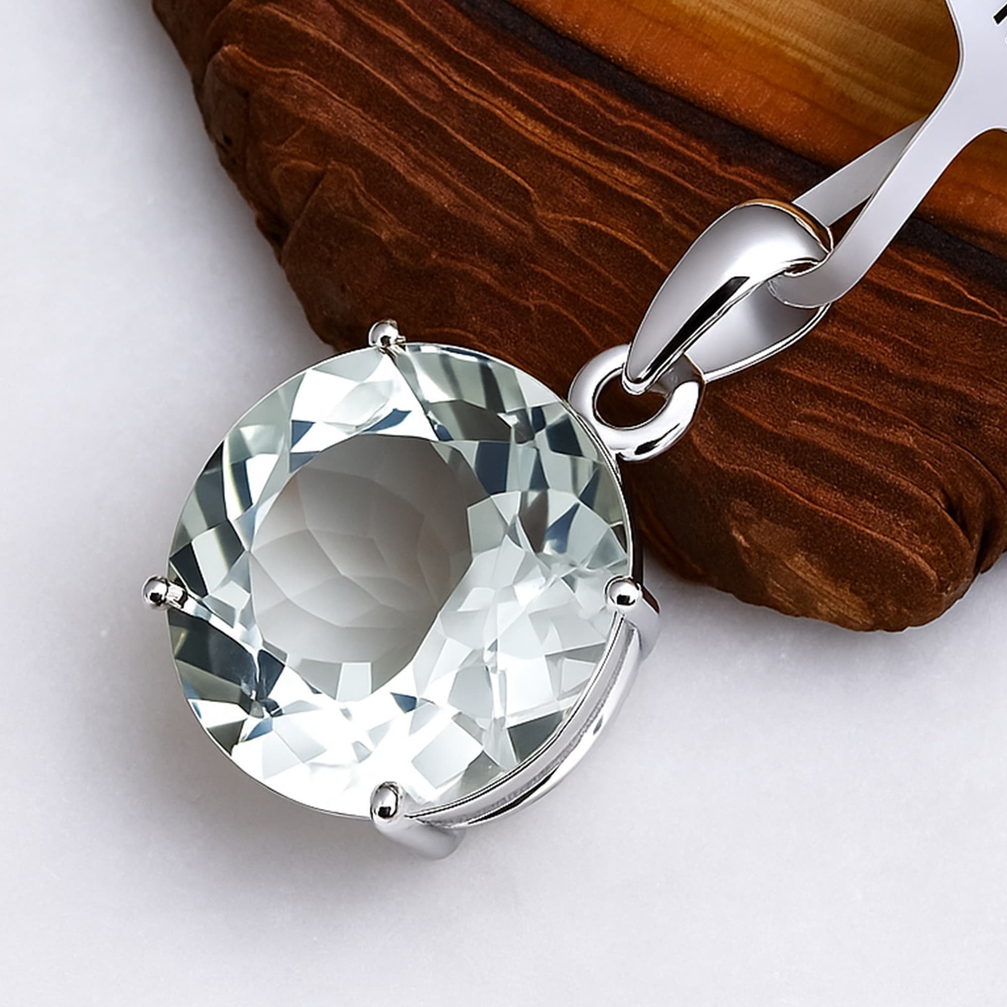 Ethereal Mist Prasiolite Solitaire Pendant